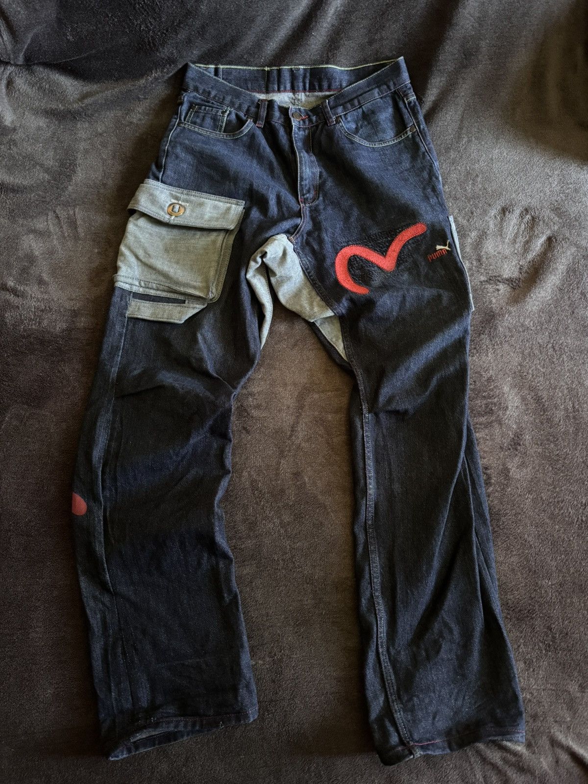 Evisu × Puma Evisu Puma vintage denim pants pocket big logo Size US 33 - 2 Thumbnail