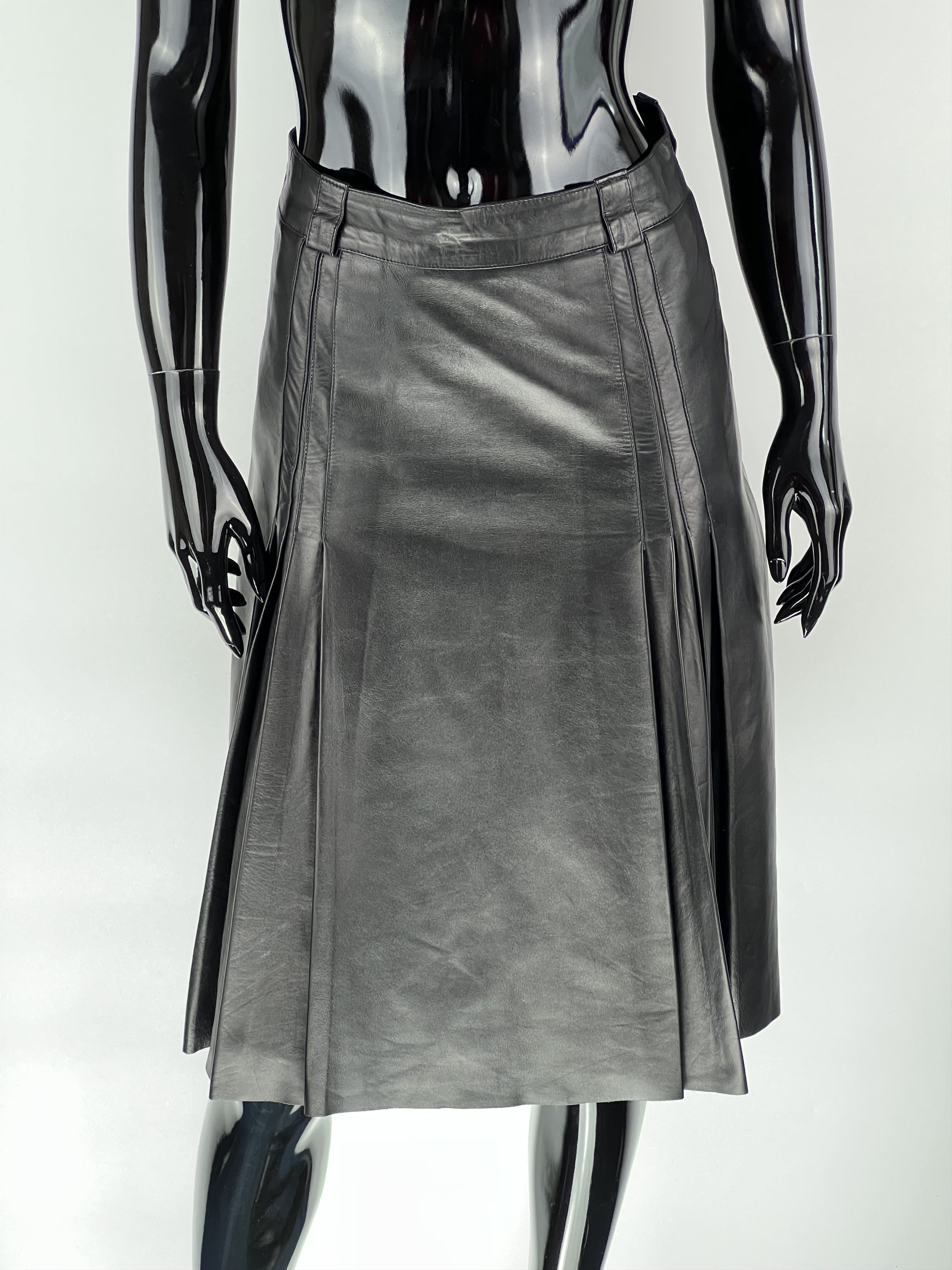 Genuine Leather Jitrois Pleated Leather Midi Skirt Size S Size 27" / US 4 / IT 40 - 1 Thumbnail
