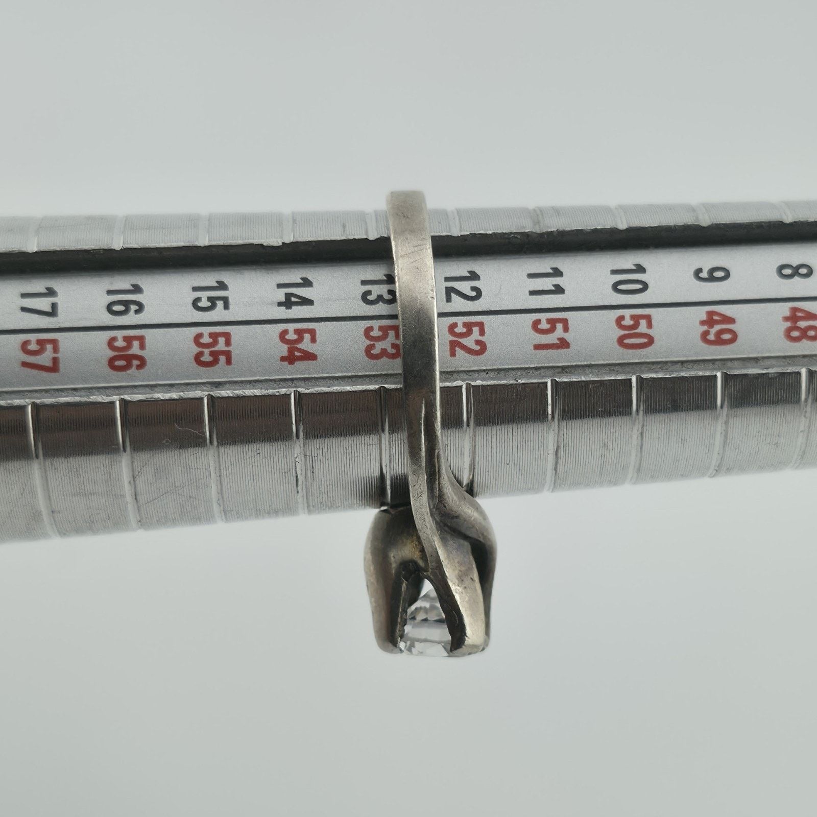 Other Sterling Silver Solitaire Ring CZ Stone Modernist 6.5 VTG Size ONE SIZE - 12 Thumbnail