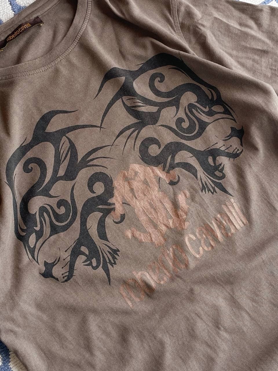 Roberto Cavalli Roberto Cavalli T-Shirt Beige Tribal Logo Size S / US 4 / IT 40 - 4 Thumbnail