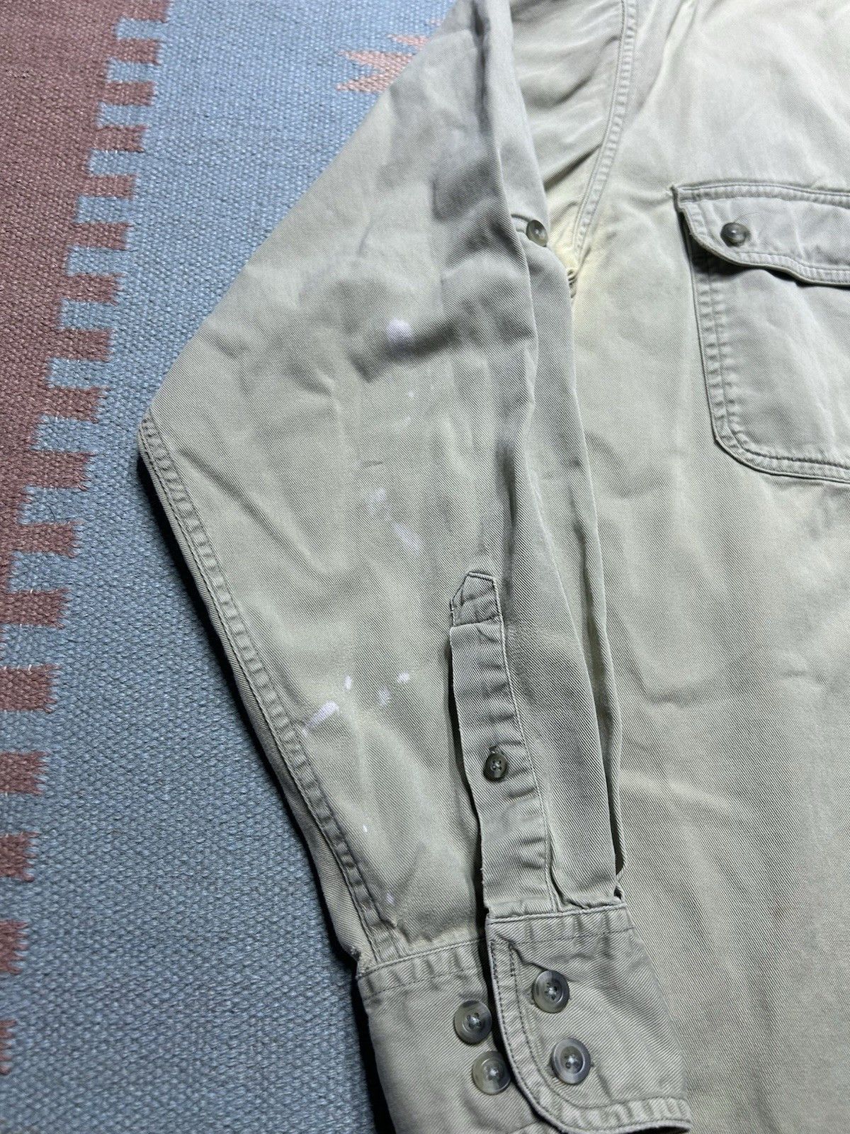 Vintage Vintage Cabelas button shirt paint distressed khaki XL tall Size US XL / EU 56 / 4 - 4 Thumbnail