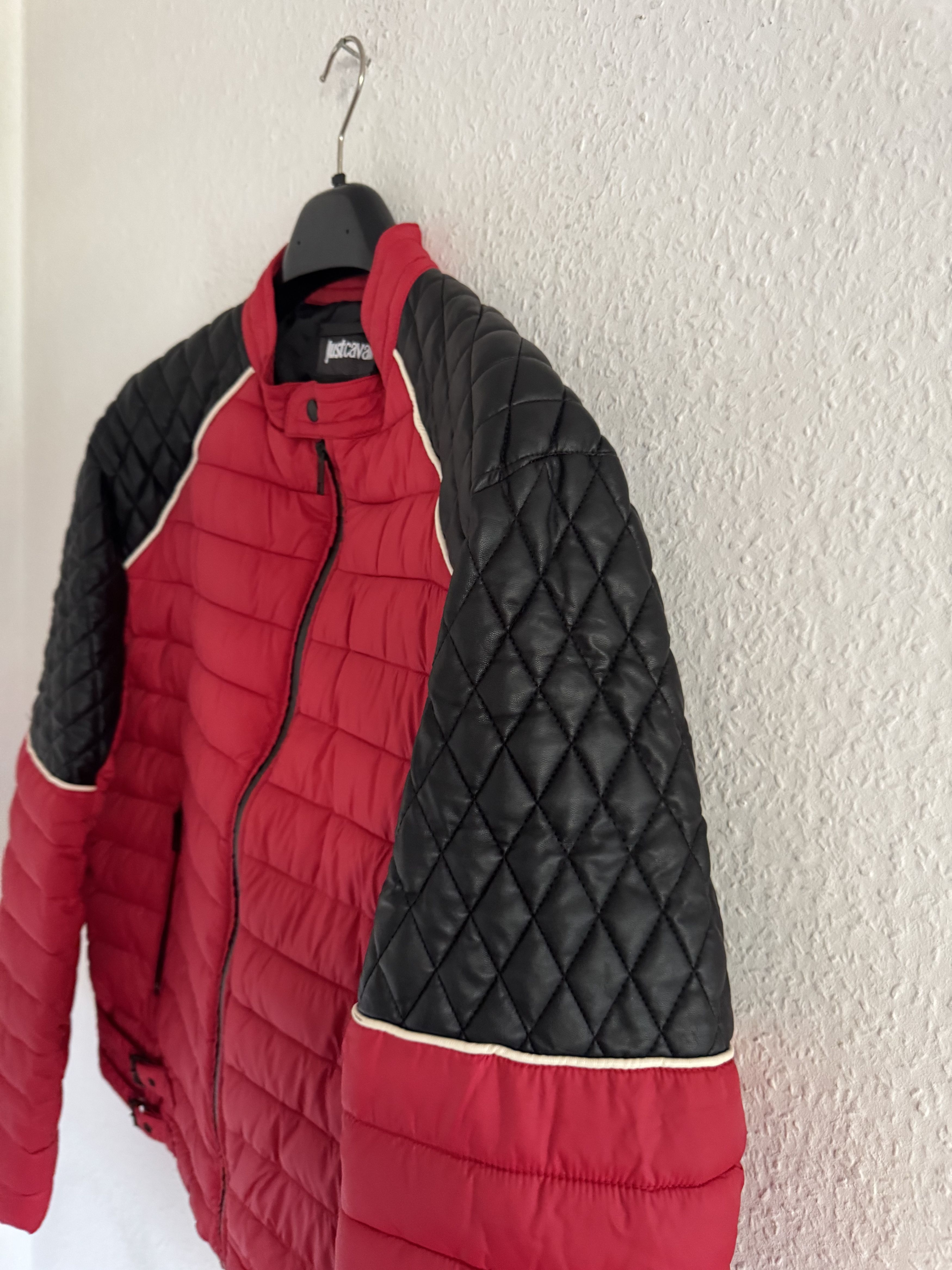 Just Cavalli Quilted Biker Down Jacket With Leather Shoulders Size US XXL / EU 58 / 5 - 3 Thumbnail
