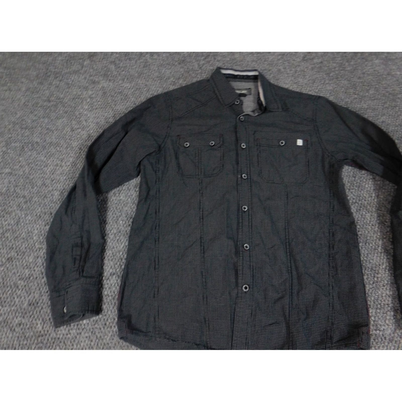 Vintage Projek Raw Mens Button-Up Shirt Small Gray Plaid Casual Regular Long Sleeve Knit Cotton Button-Down Collared Neckline Mens Size US S / EU 44-46 / 1 - 2 Thumbnail