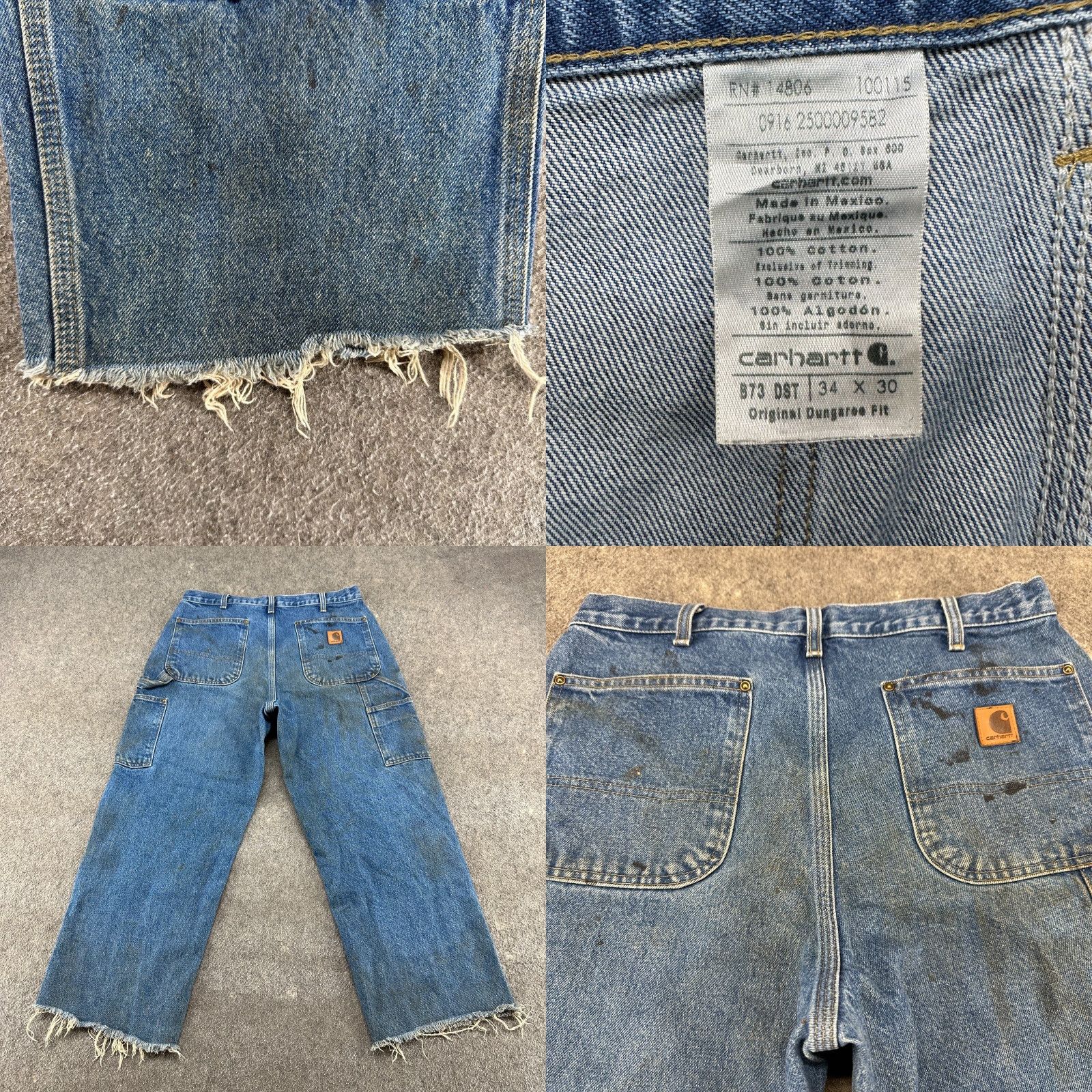 Carhartt VINTAGE Carhartt Jeans Mens 34x27 Blue Double Knee Loose Original Medium Wash B73 DST Shirt Size US 34 / EU 50 - 8 Thumbnail