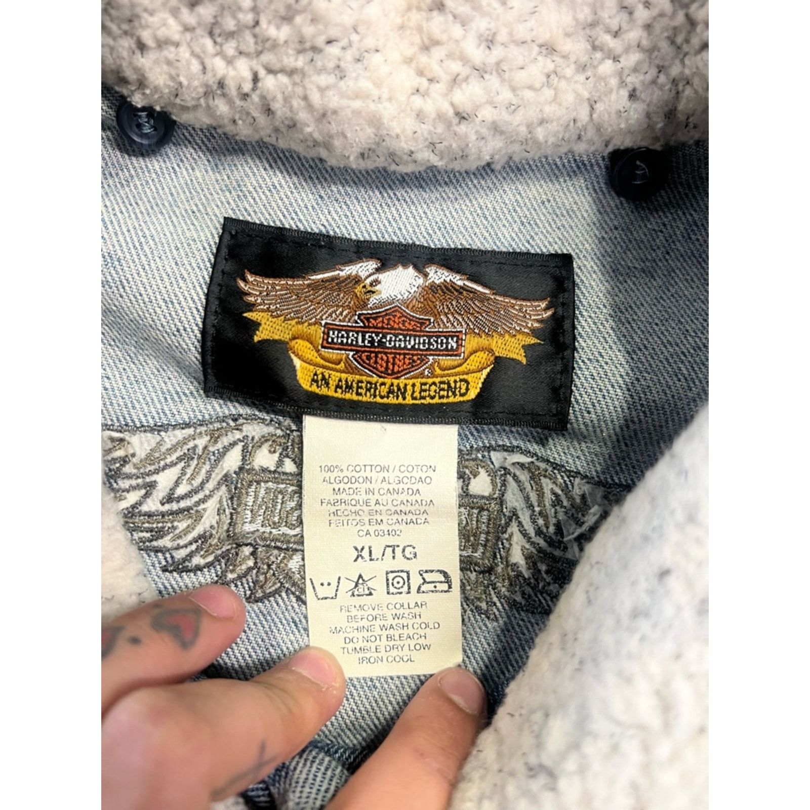 Harley Davidson Vintage Harley-Davidson Sherpa Lined Denim Jacket Size US XL / EU 56 / 4 - 3 Thumbnail