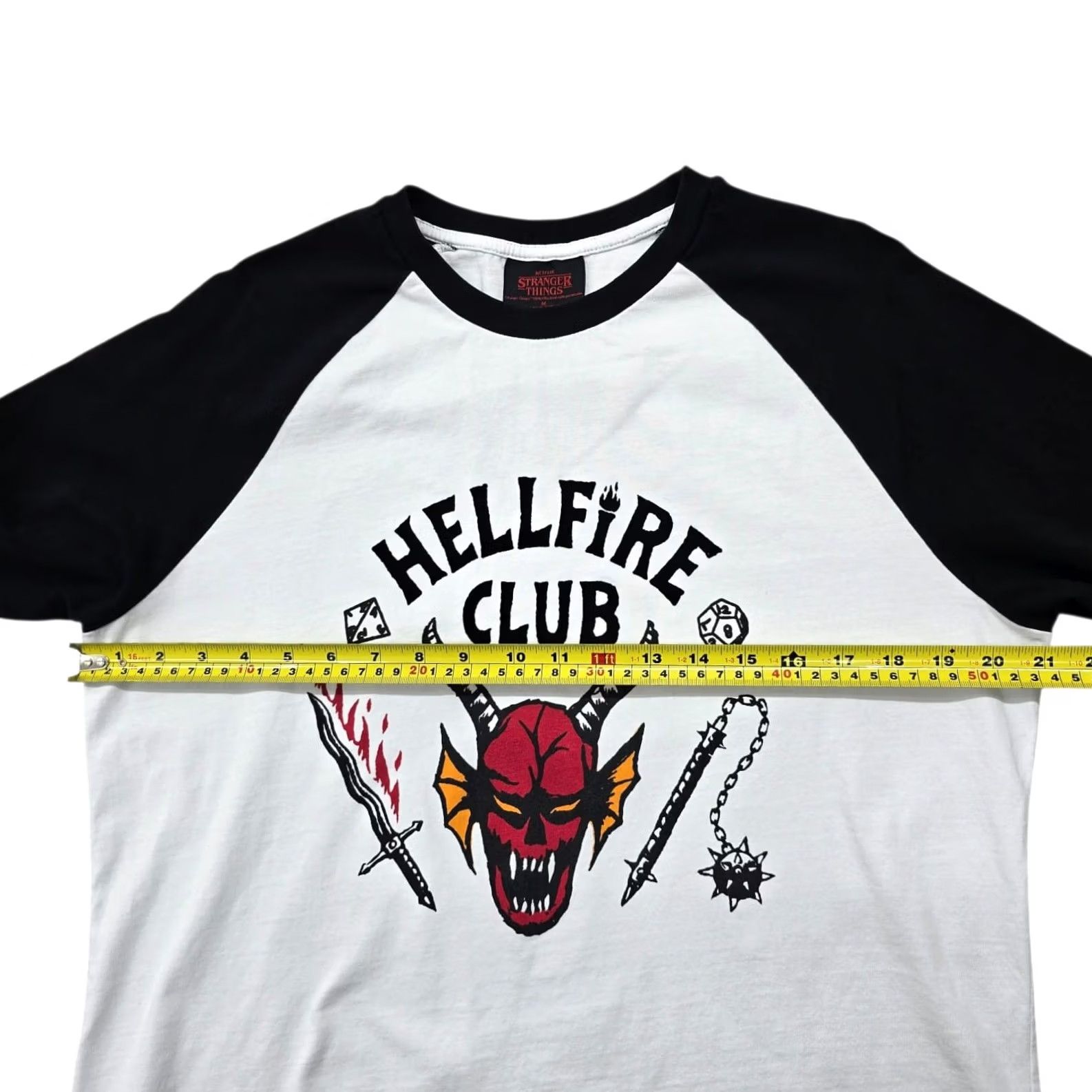 Vintage Netflix Hellfire Club Raglan Long Sleeve T-Shirt White/Black M Men Size US M / EU 48-50 / 2 - 7 Thumbnail