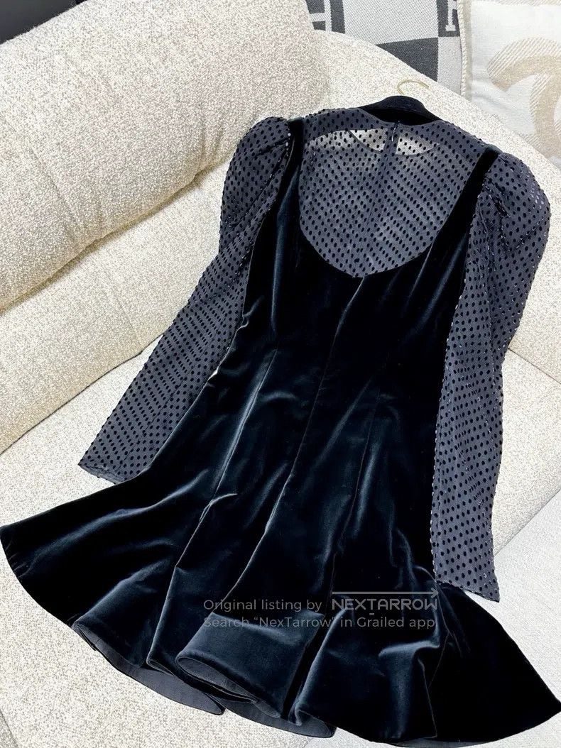 Valentino Valentino Velvet polka dot long-sleeved dress Size M / US 6-8 / IT 42-44 - 3 Thumbnail