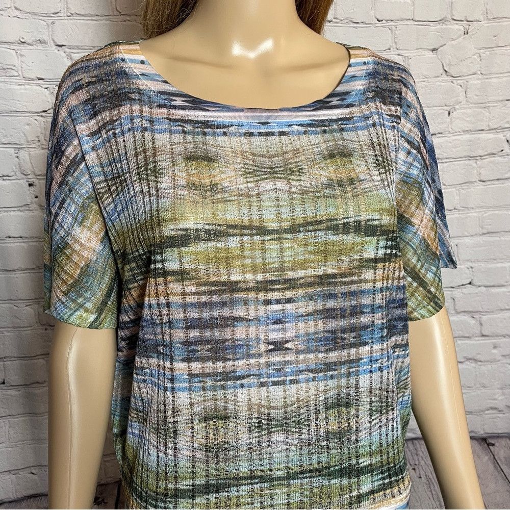 Chicos Chico's Blue Green Lightweight Dolman Sleeve Knit Top Size Size L / US 10 / IT 46 - 3 Thumbnail