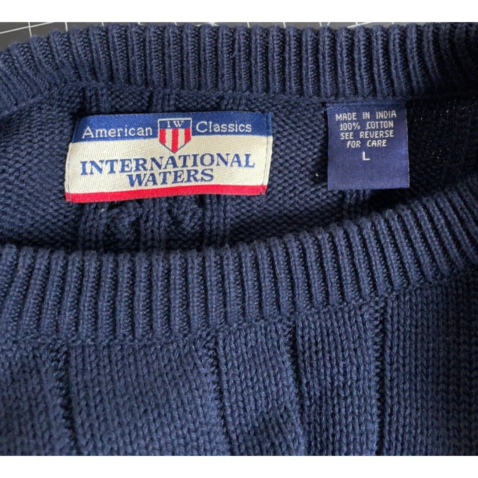 Vintage VINTAGE Y2K Chunky Knit Sweater Adult Large Blue Red Striped Cotton Retro Mens Size US L / EU 52-54 / 3 - 4 Thumbnail