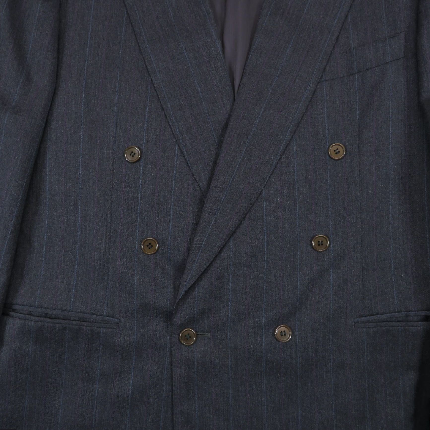 Canali VINTAGE Canali Milano Jacket 44R Charcoal Double-Breasted Wool Pinstripe Blazer Coat Men Size 44R - 3 Thumbnail