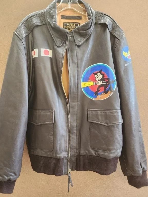 Other Vintage A2 Bomber Hand Painted B-24 Nose Art Buck Starr Size US L / EU 52-54 / 3 - 3 Thumbnail