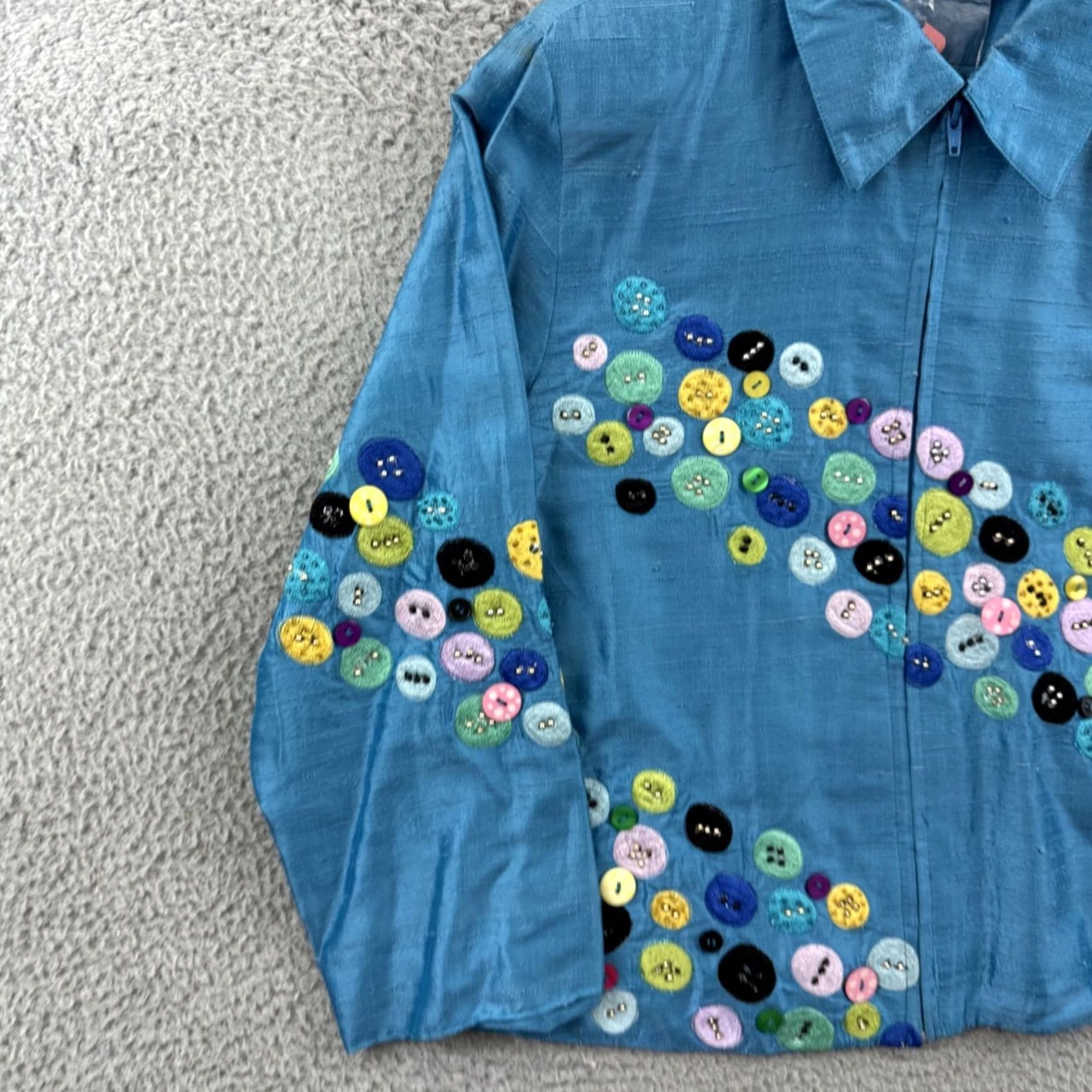 Vintage VINTAGE Anage Jacket Womens L Silk Embroidered 80s Boho Floral Abstract Size L / US 10 / IT 46 - 4 Thumbnail