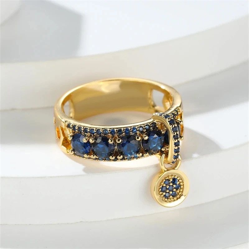 Jewelry Vintage Royal Blue Stone Ring Size ONE SIZE - 2 Thumbnail