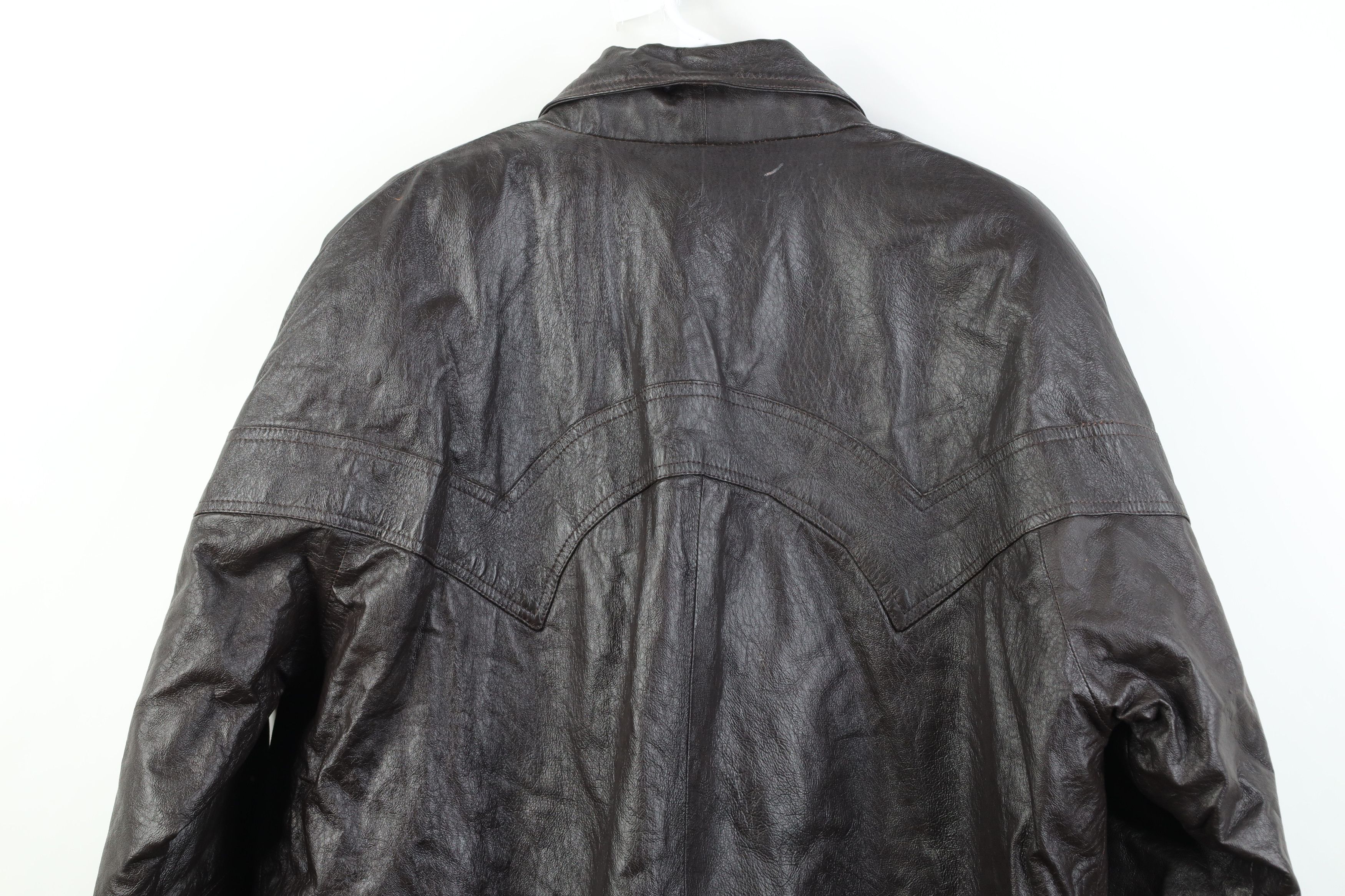 Vintage Vintage 90s Streetwear Leather Trench Coat Jacket Dark Brown Size XXL / US 16-18 / IT 52-54 - 13 Thumbnail