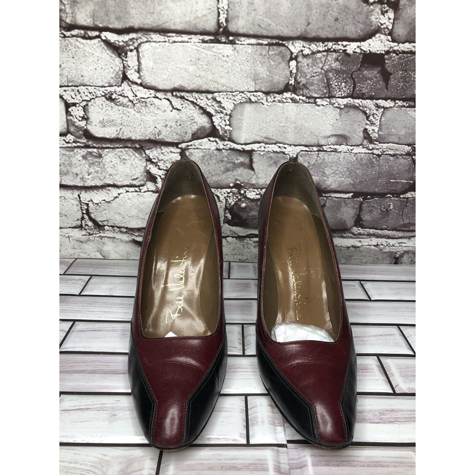 Other Bill Valentine VTG Burgundy Leather Slip On Classic Heels Wo Size US 7 / IT 37 - 2 Thumbnail