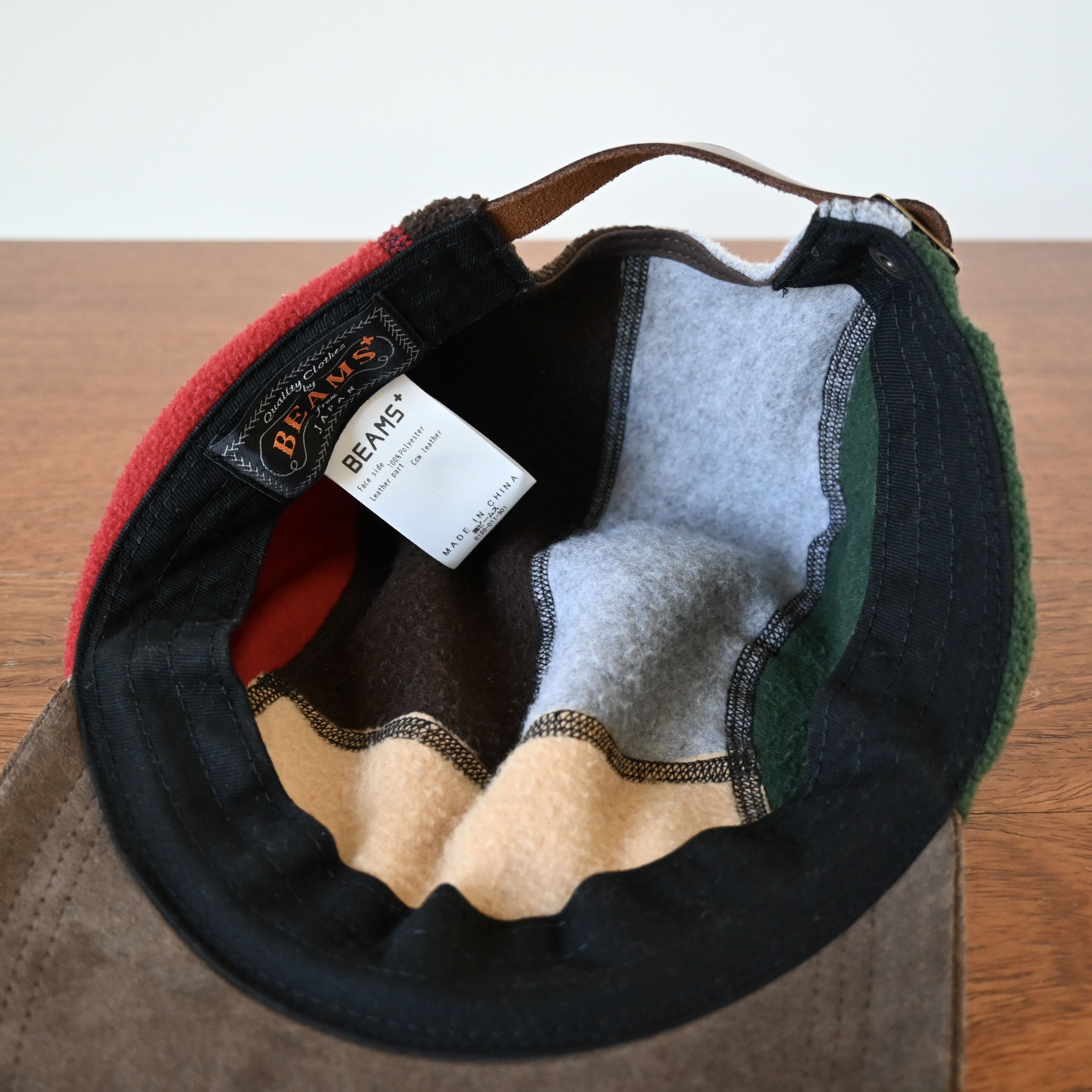 BEAMS Plus multi color fleece 5 panel hat with suede visor