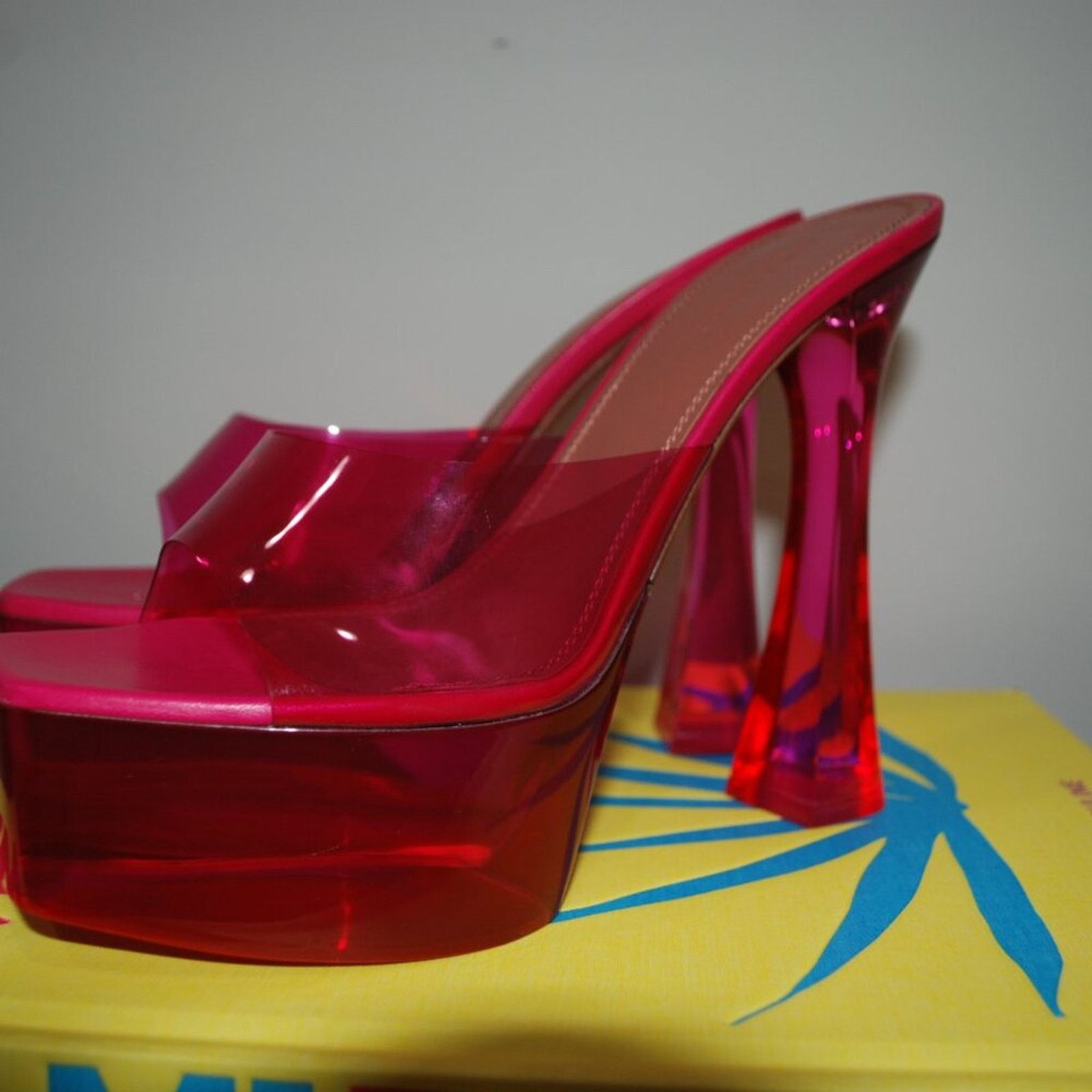 Amina Muaddi Amina Muaddi 140mm Dalida Glass platform sandals Size US 9.5 / IT 39.5 - 4 Thumbnail