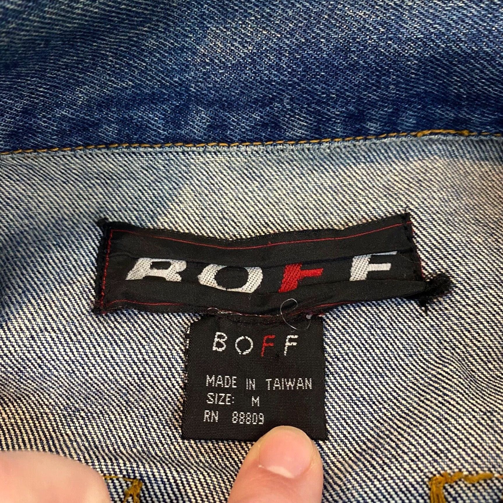 Denime Denim Jacket Men Medium Blue BOFF Jean Skater Snap Grunge Distressed Retro Y2K Size US 31 - 4 Thumbnail