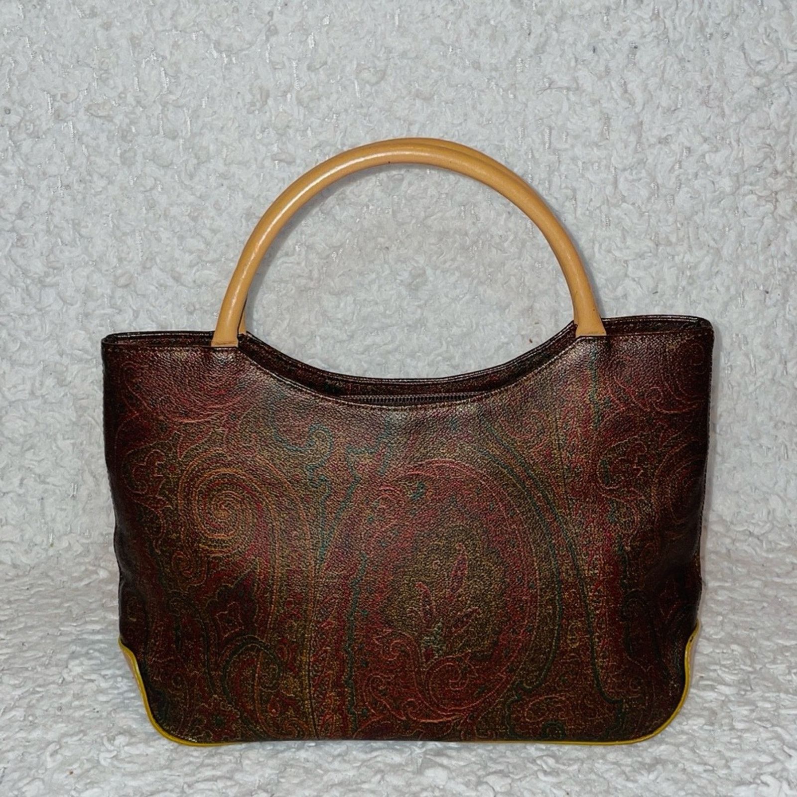 Etro Etro Arnica Vintage Paisley Coated Canvas Leather Tote Bag Size ONE SIZE - 6 Thumbnail