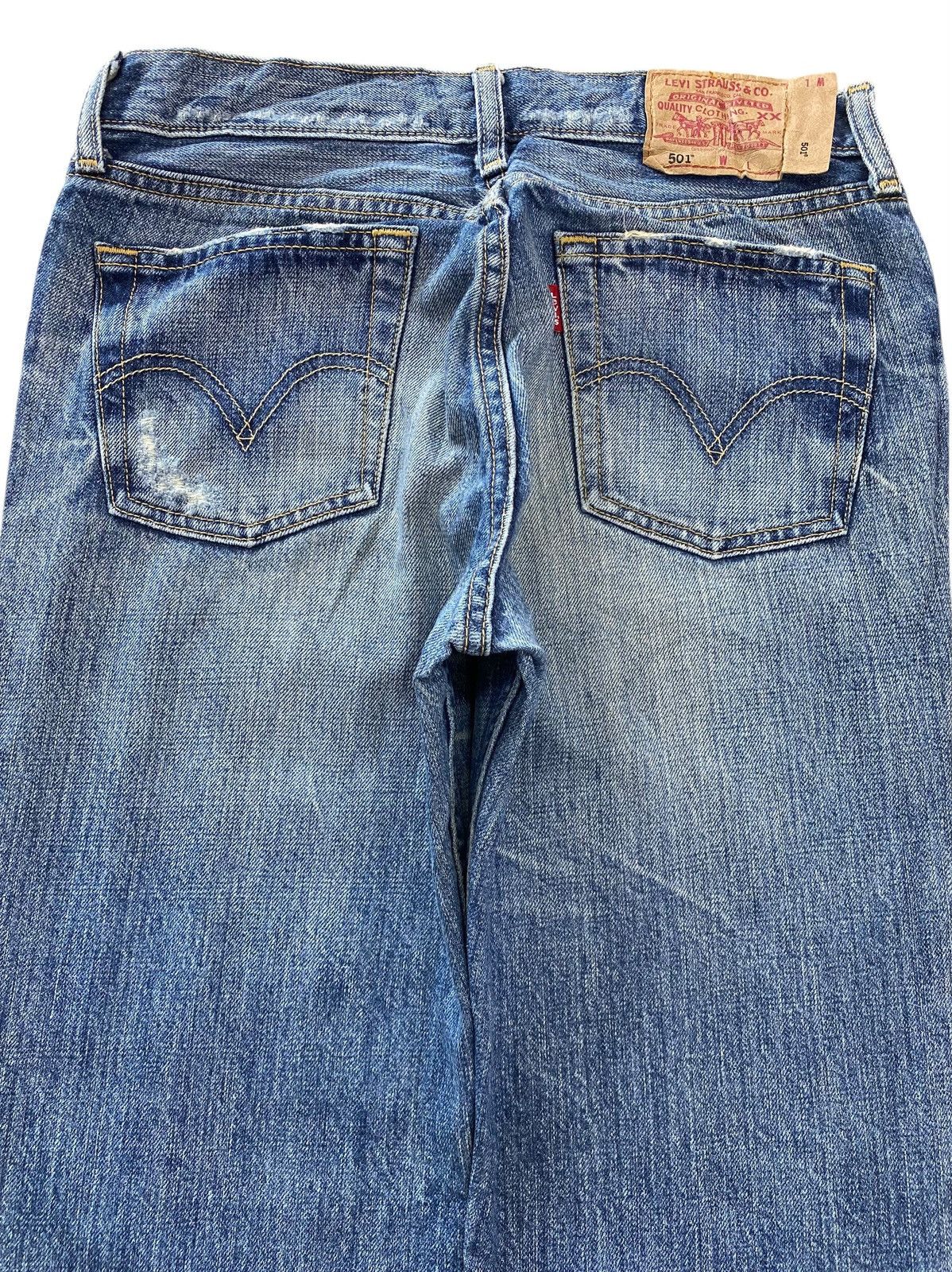 Levi's Levi’s 501 Faded Wash Whiskered Style Straight Leg Jeans Size US 27 - 4 Thumbnail