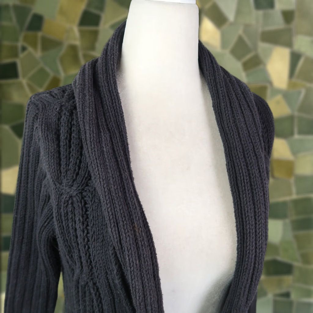 Vintage VINTAGE Weekend Max Mara Black Cotton Cable Knit Long Duster Cardigan Sweater S Size S / US 4 / IT 40 - 1 Thumbnail