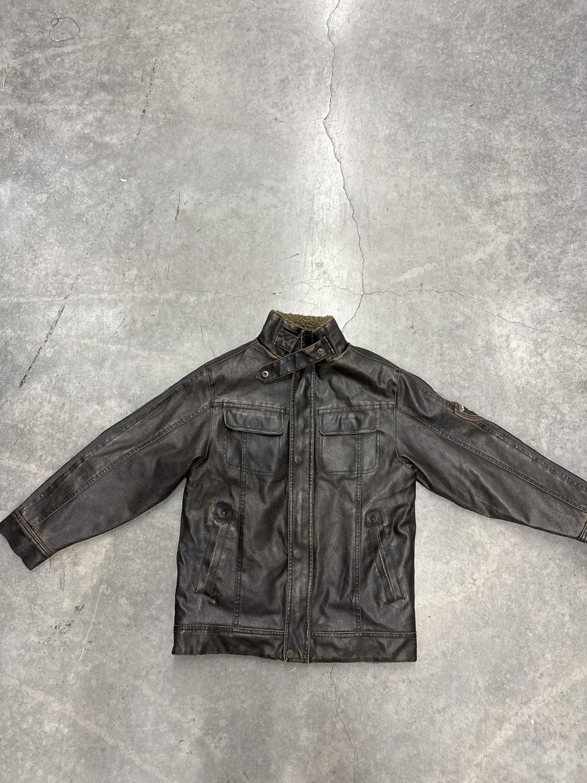 Other Hawke & Co Faux Leather Jacket Distressed Sherpa Size 10/12 Size S / US 4 / IT 40 - 1 Thumbnail