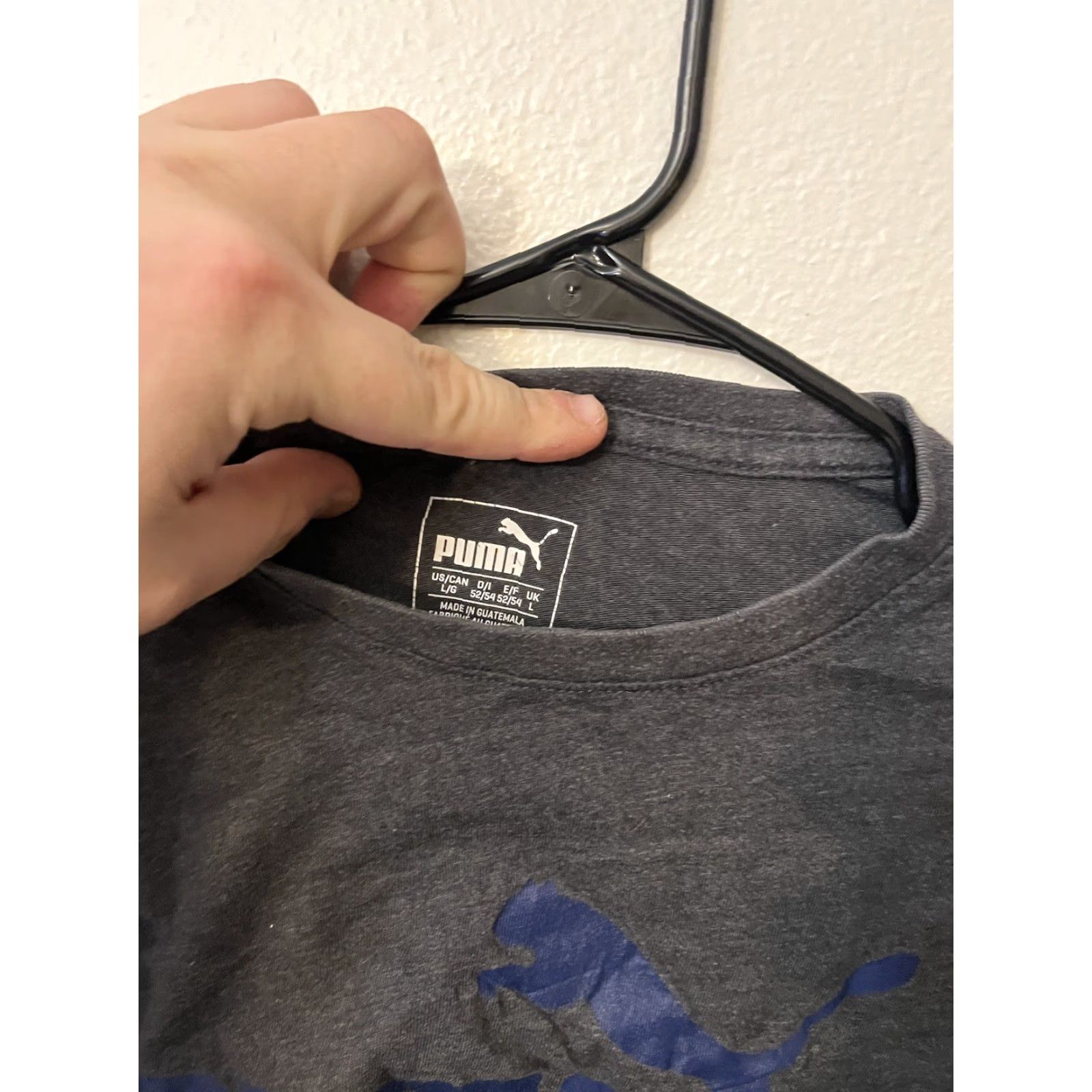Puma PUMA Men T-Shirt Gray Logo Crew Neck Short Sleeve Regular Large Graphic Size US L / EU 52-54 / 3 - 2 Thumbnail