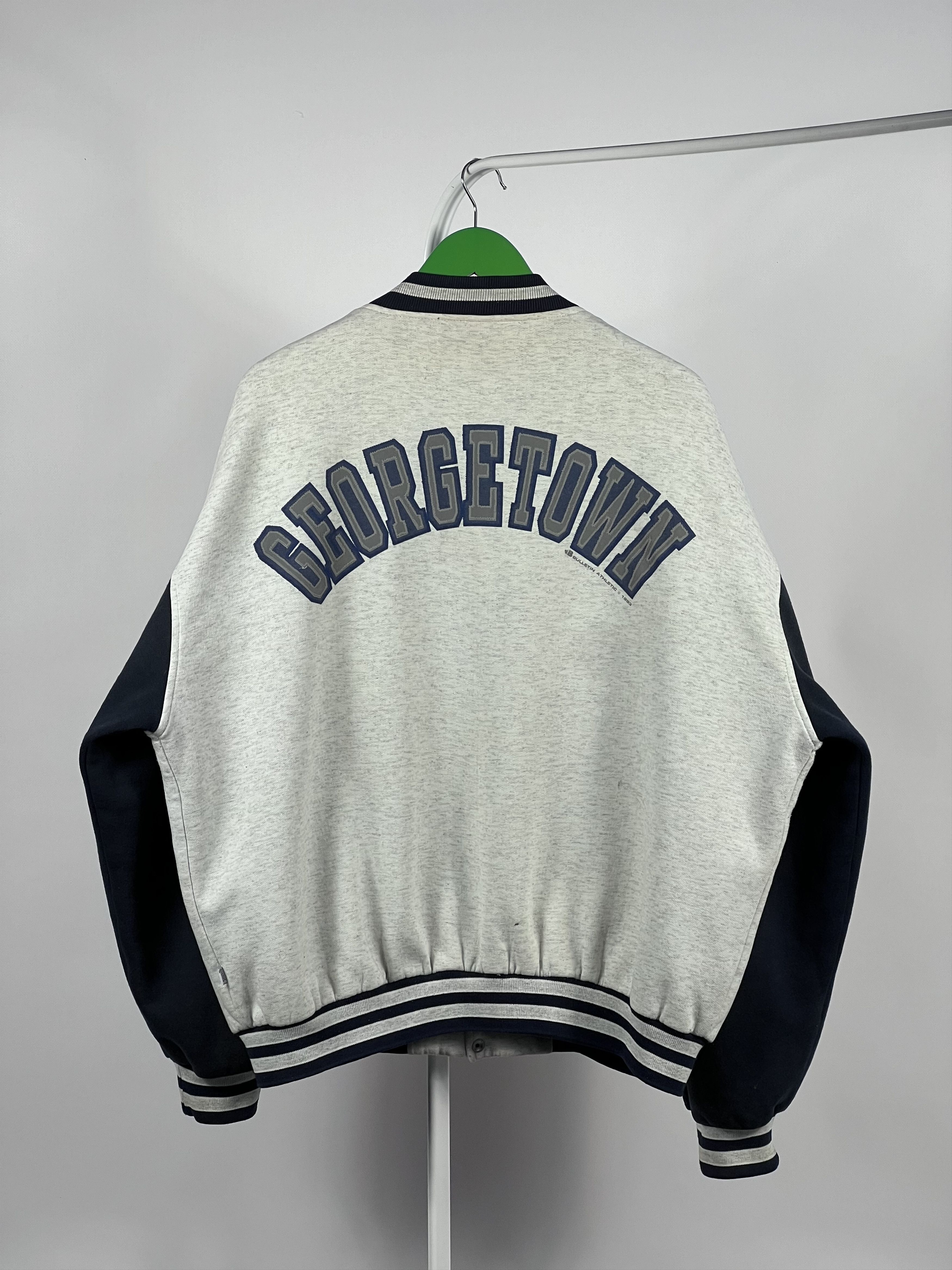 image of Collegiate x NBA Hoyas Georgetown 1993 Copywriting Bomber Jacket in Grey, Men's (Size XL)