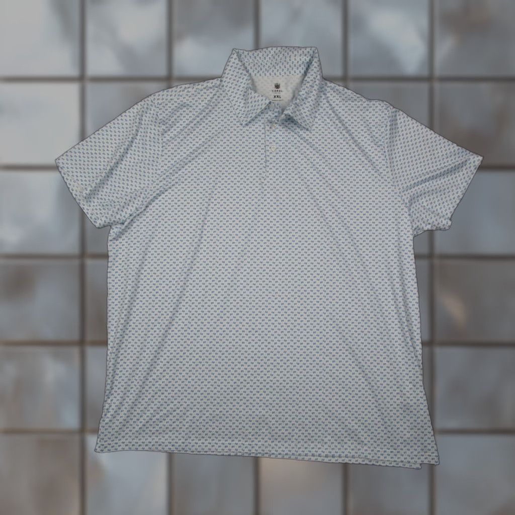 CO Coral Golf Co Polo Shirt Mens 2XL Blue Short Sleeve Polo Performance UPF 40 Moisture Wicking Quick Dry UV 40 Geometric AOP Golf Casual Workwear Size US XXL / EU 58 / 5 - 1 Thumbnail