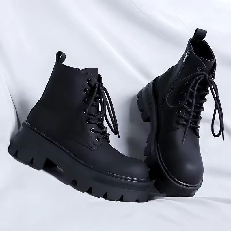 Japanese Brand Split Leather Chunky Sneakers - Black - Low Top Size US 10 / EU 43 - 5 Thumbnail