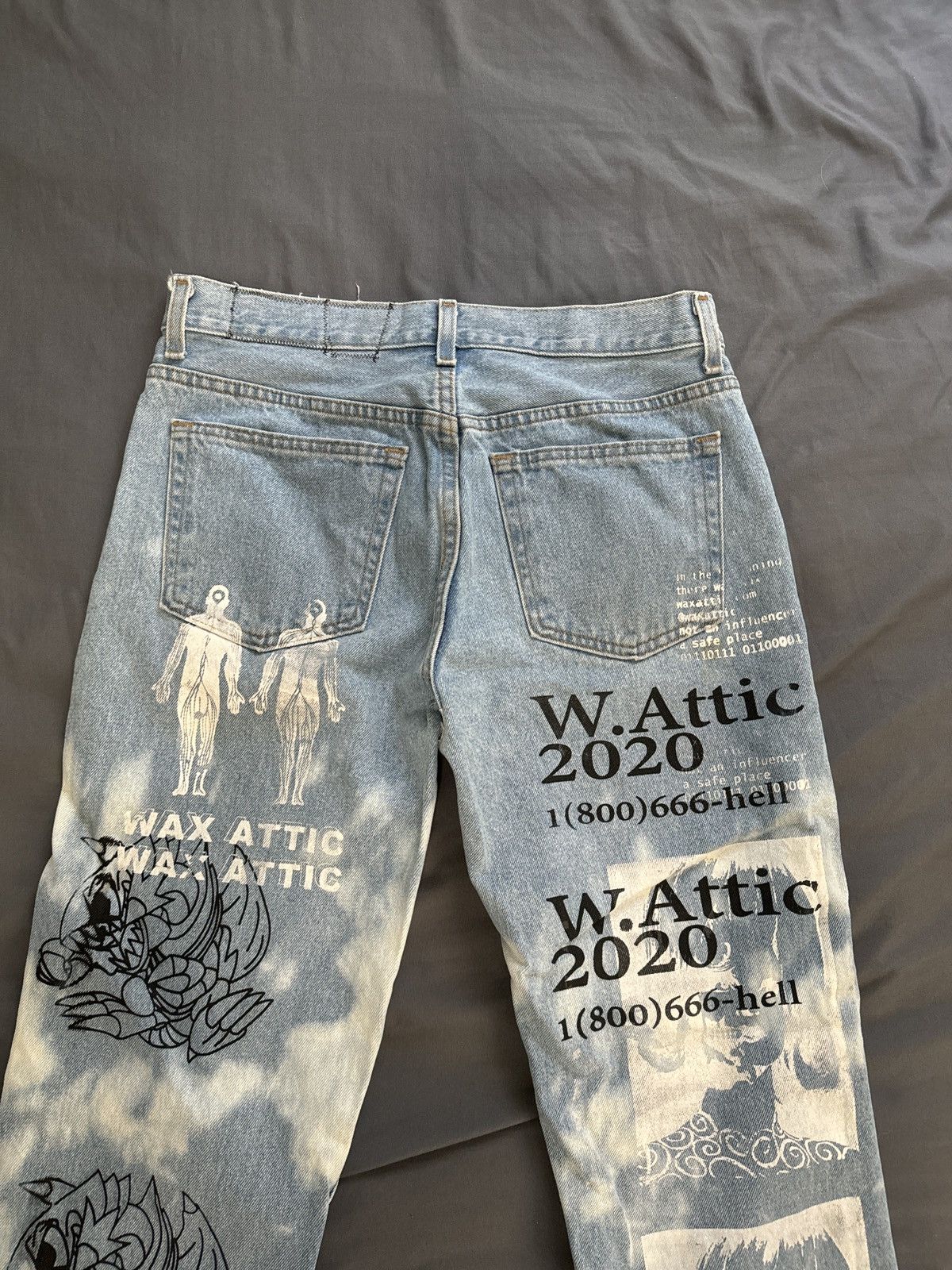 Vintage Wax Attic 1/1 Washed Denim Yu-Gi-Oh Jeans Size US 32 / EU 48 - 12 Thumbnail