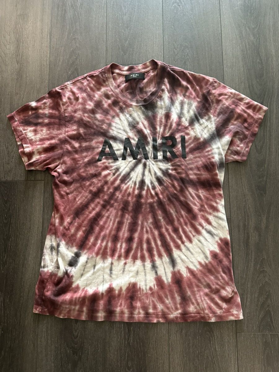 Amiri AMIRI Spiral Tie-Dye Logo Tee – Red/Black/White Size US M / EU 48-50 / 2 - 1 Thumbnail