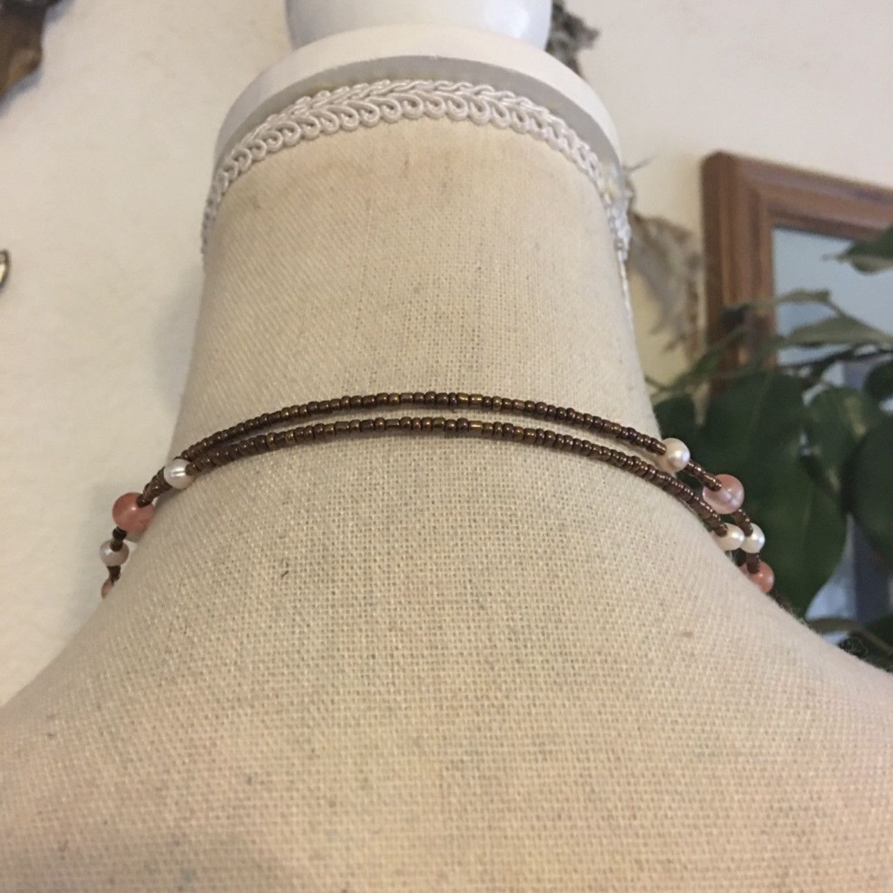 Handmade Handcrafted elegant cherry quartz genuine pearl necklace Size ONE SIZE - 5 Thumbnail
