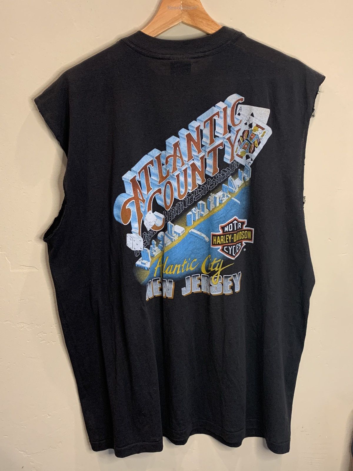 image of Vintage 3D Emblem Harley Davidson Atlantic City Tank in Black, Men's (Size XL)