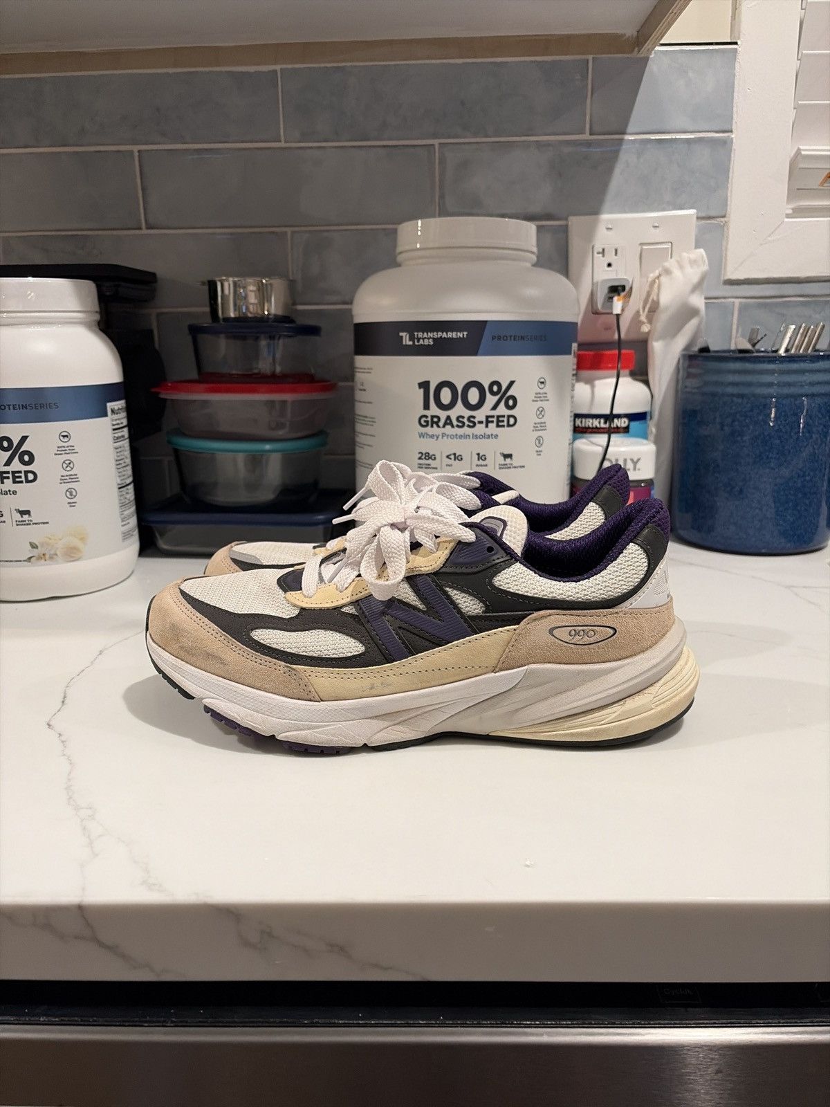 New Balance New Balance 990 Khaki/Purple MiUSA Size US 10 / EU 43 - 4 Thumbnail