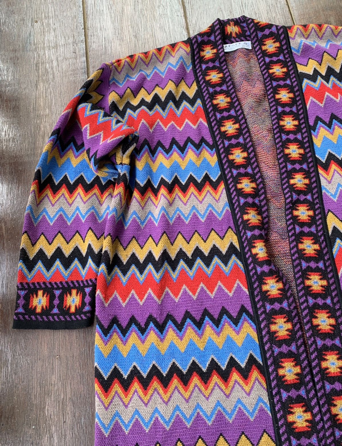 Jaeger 80s Jaeger London wool knitted native kimono cardigan Size US M / EU 48-50 / 2 - 4 Thumbnail