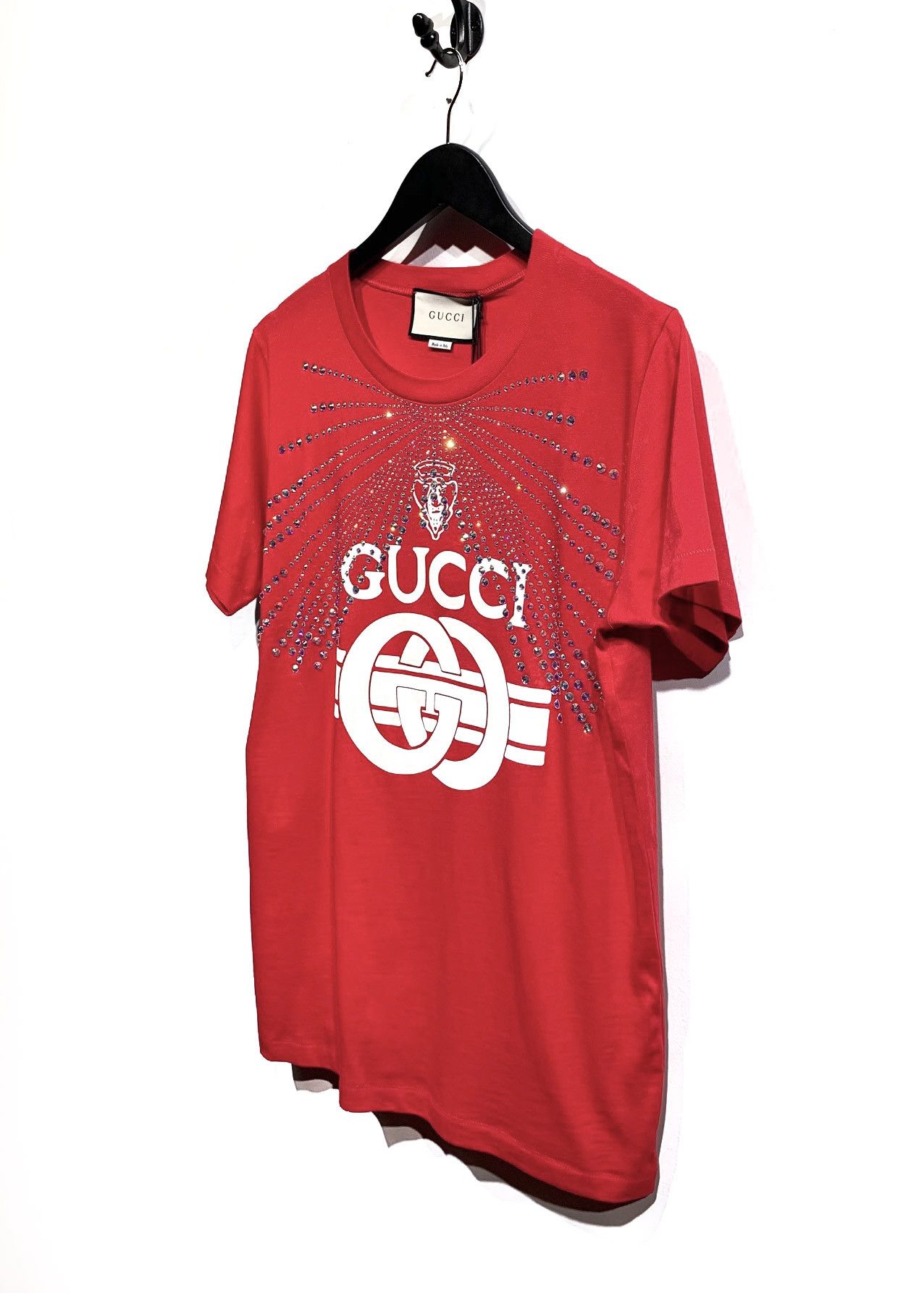 Gucci Gucci 2019 Red Logo Graphic Print Swarovski T-shirt Size L / US 10 / IT 46 - 2 Thumbnail