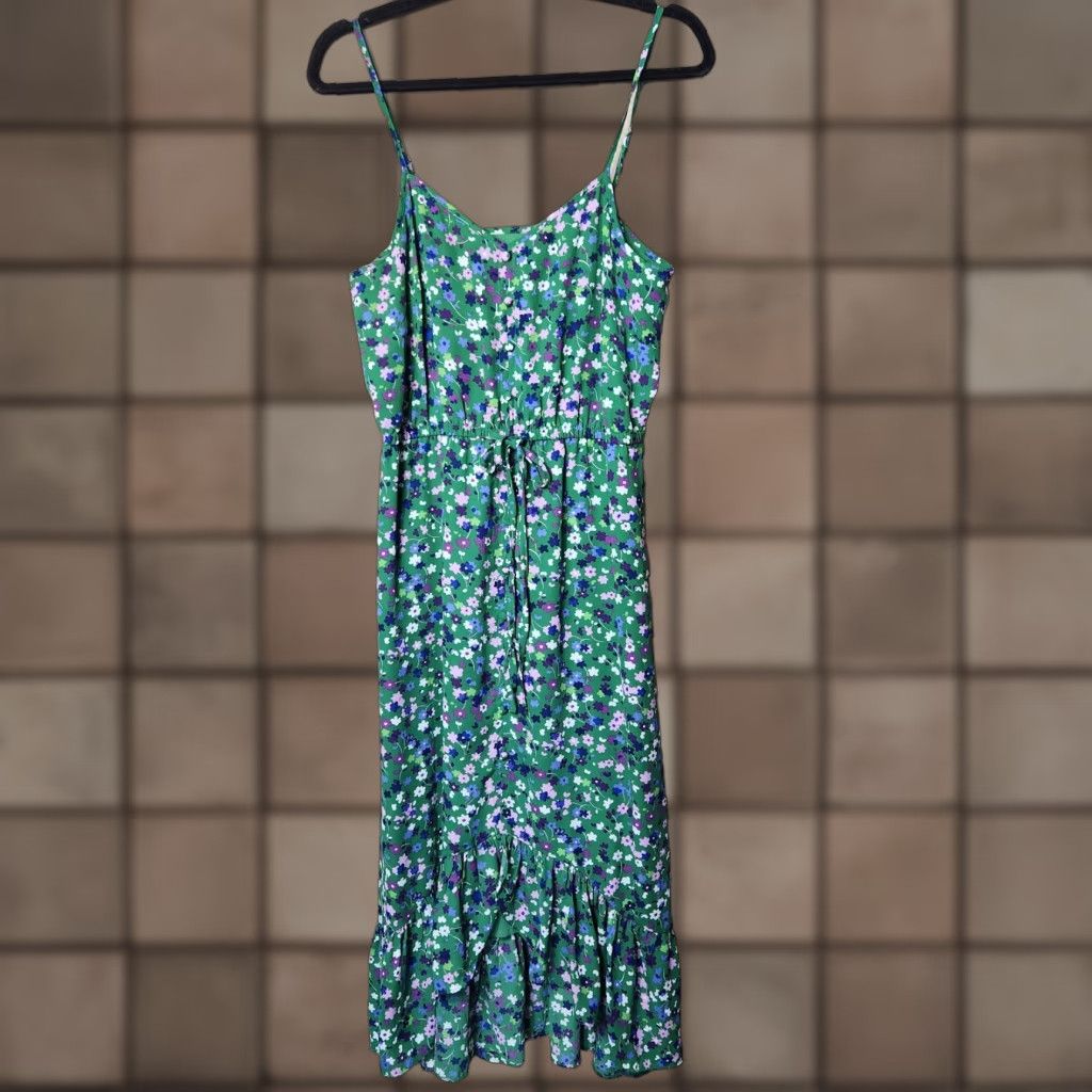 Donna Morgan Donna Morgan Dress Womens Spaghetti Strap Midi Dress-Size 8 Kelly Green Floral Party/Cocktail Sundress V-Neck ElecFit? Size M / US 6-8 / IT 42-44 - 1 Thumbnail