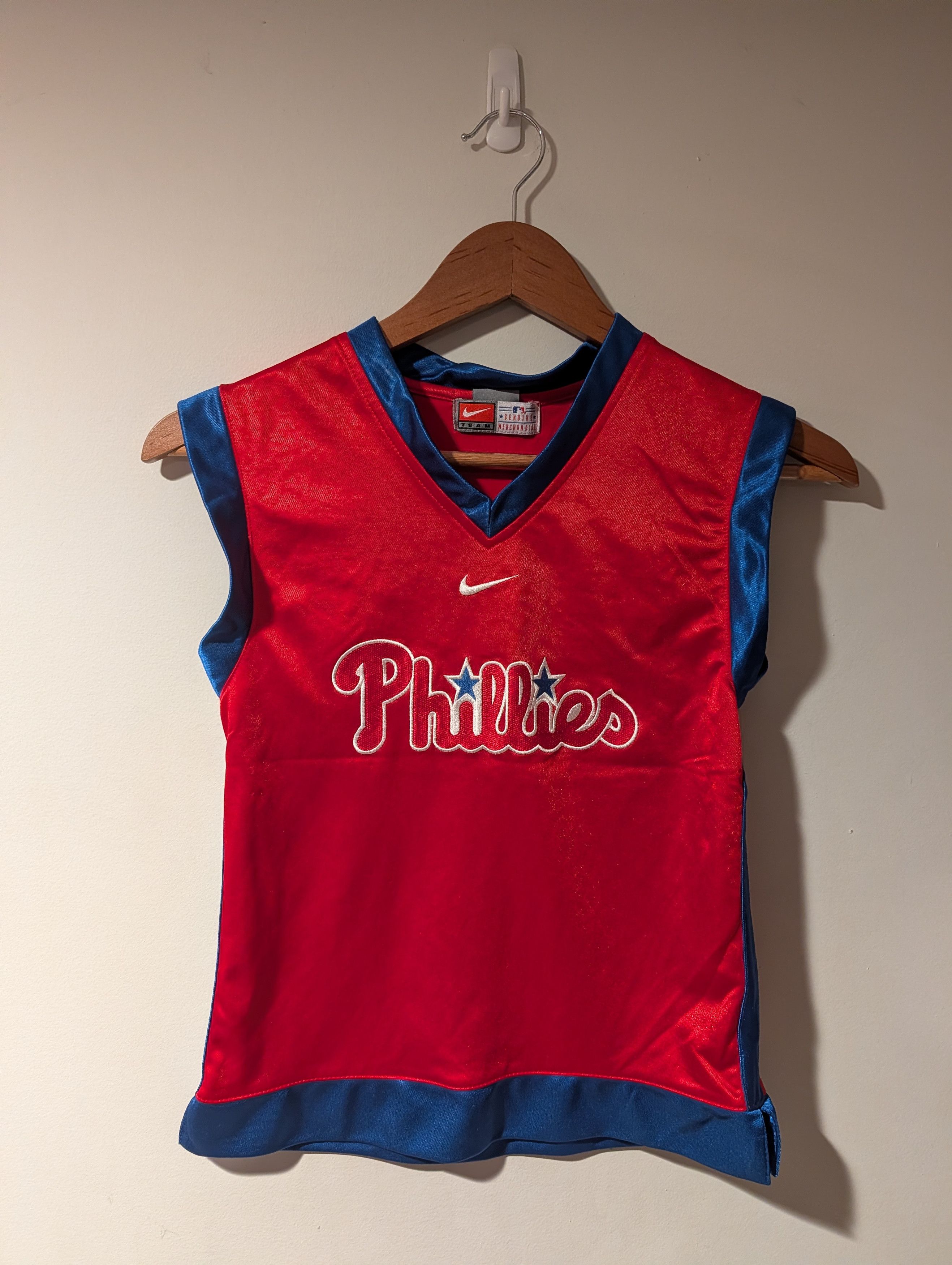 MLB Nike Phillies Youth V-Neck Jersey Mesh Pullover Shirt Size 6 Size US M / EU 48-50 / 2 - 1 Thumbnail