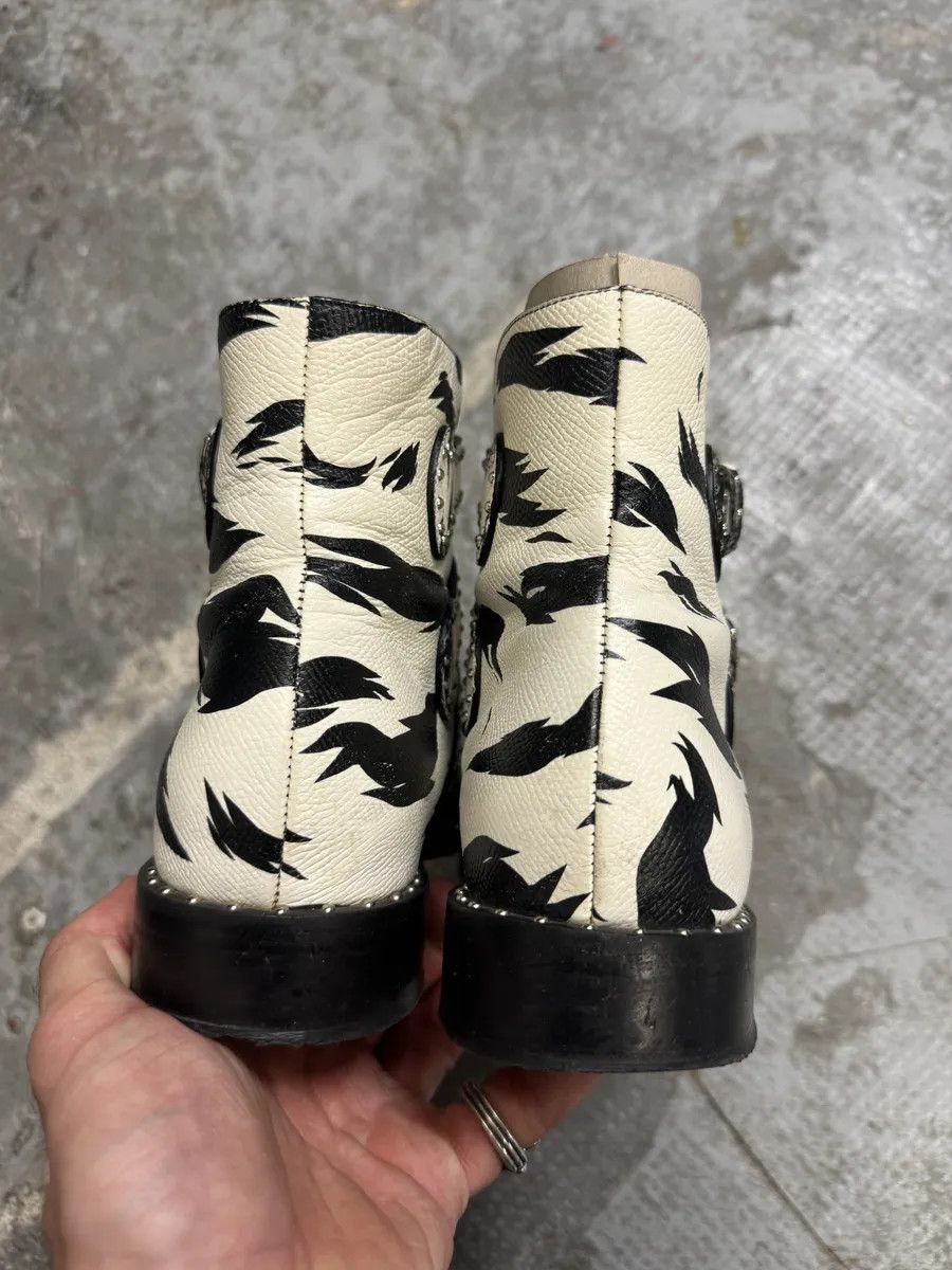Givenchy Black & White Zebra Leather Studded Strapped Boots