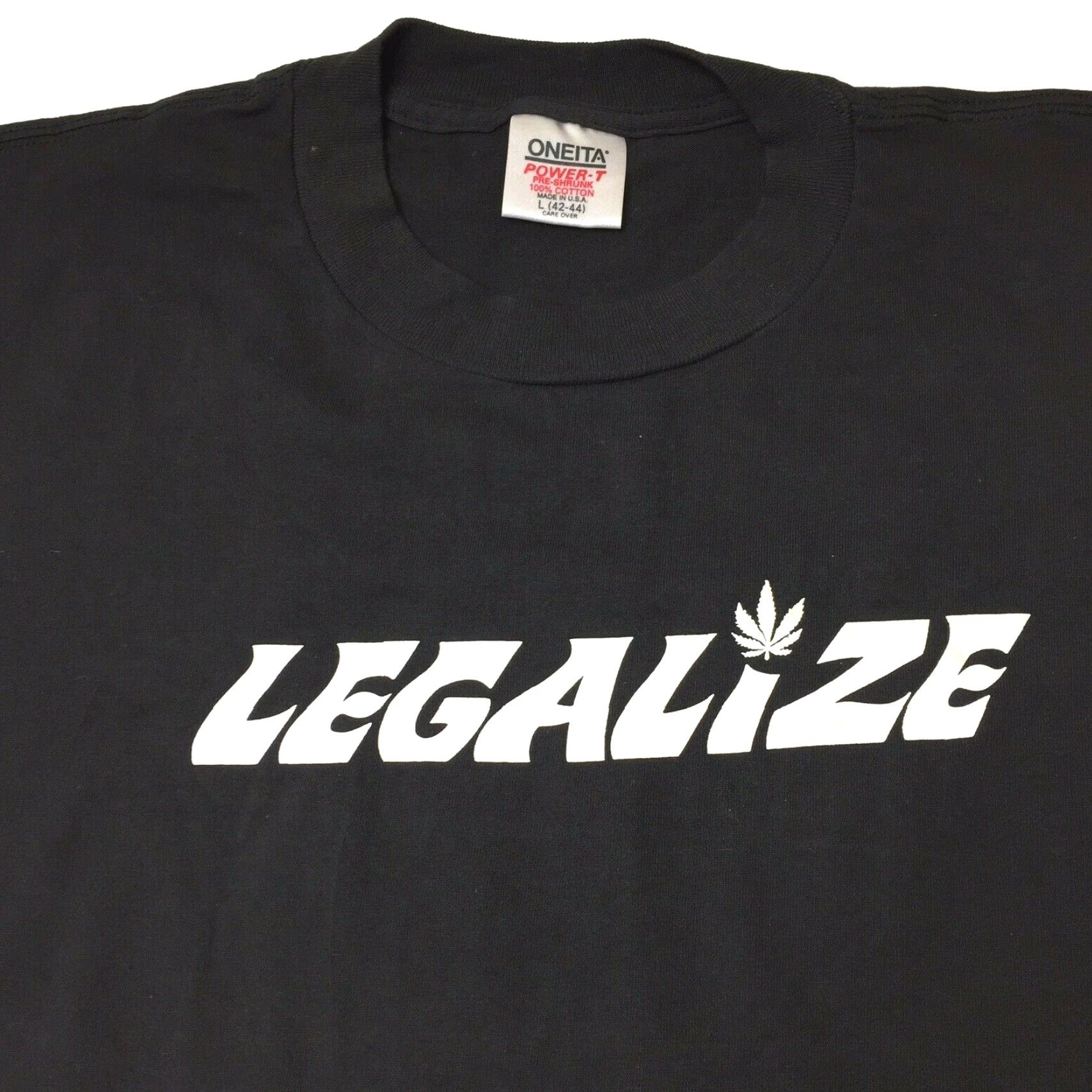 Vintage VINTAGE Legalize Shirt EUC Large USA Shirt Mens 1990s Black 100% Cotton Short Sleeve Oneita Large Mens Size US L / EU 52-54 / 3 - 2 Thumbnail