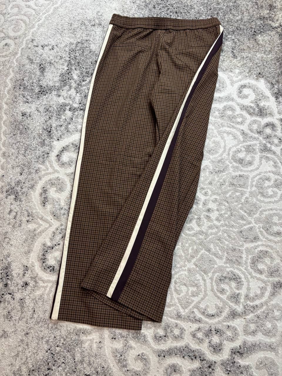 Zara Zara Gingham Wide Leg Track Pants Brown Plaid Side Stripe L Size 34" / US 12 / IT 48 - 7 Thumbnail