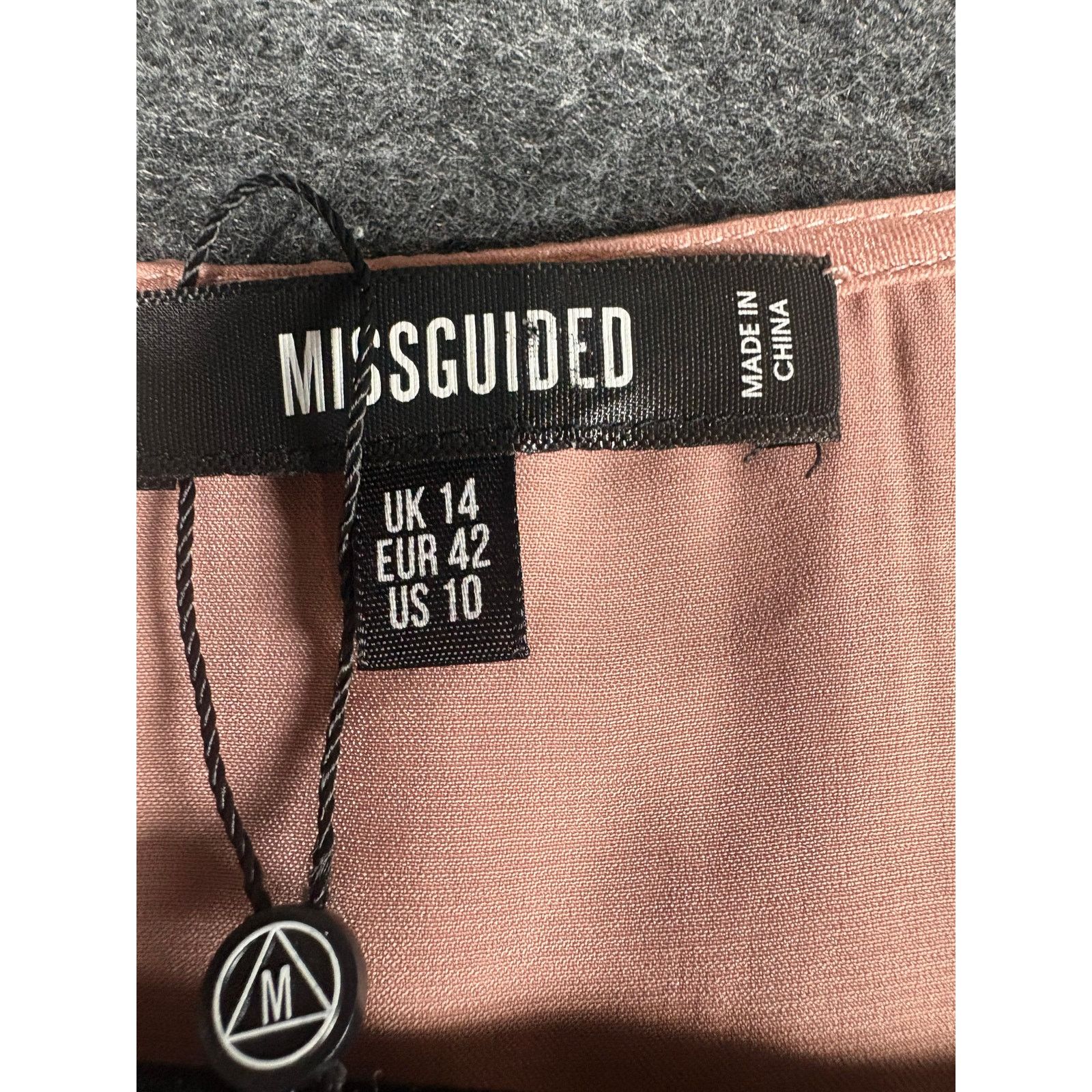 Missguided Missguided Pink Satin Tie Front Blouse Peplum Long Sleeve Size L / US 10 / IT 46 - 3 Thumbnail