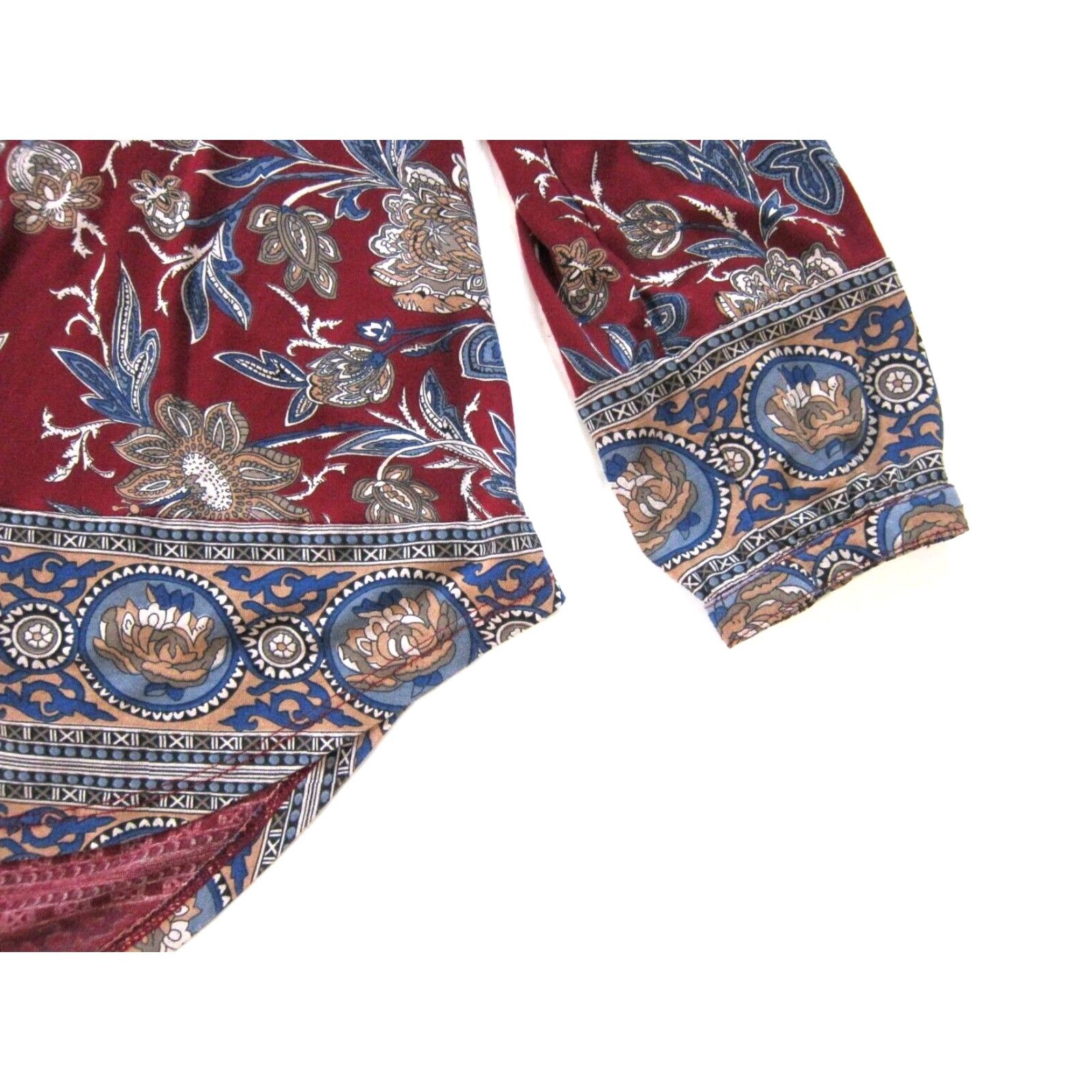 Lucky Brand Lucky Brand Blouse Paisley Floral Long Sleeve Tunic S Red Blue 100% Rayon Jersey Womens XS Size S / US 4 / IT 40 - 6 Thumbnail