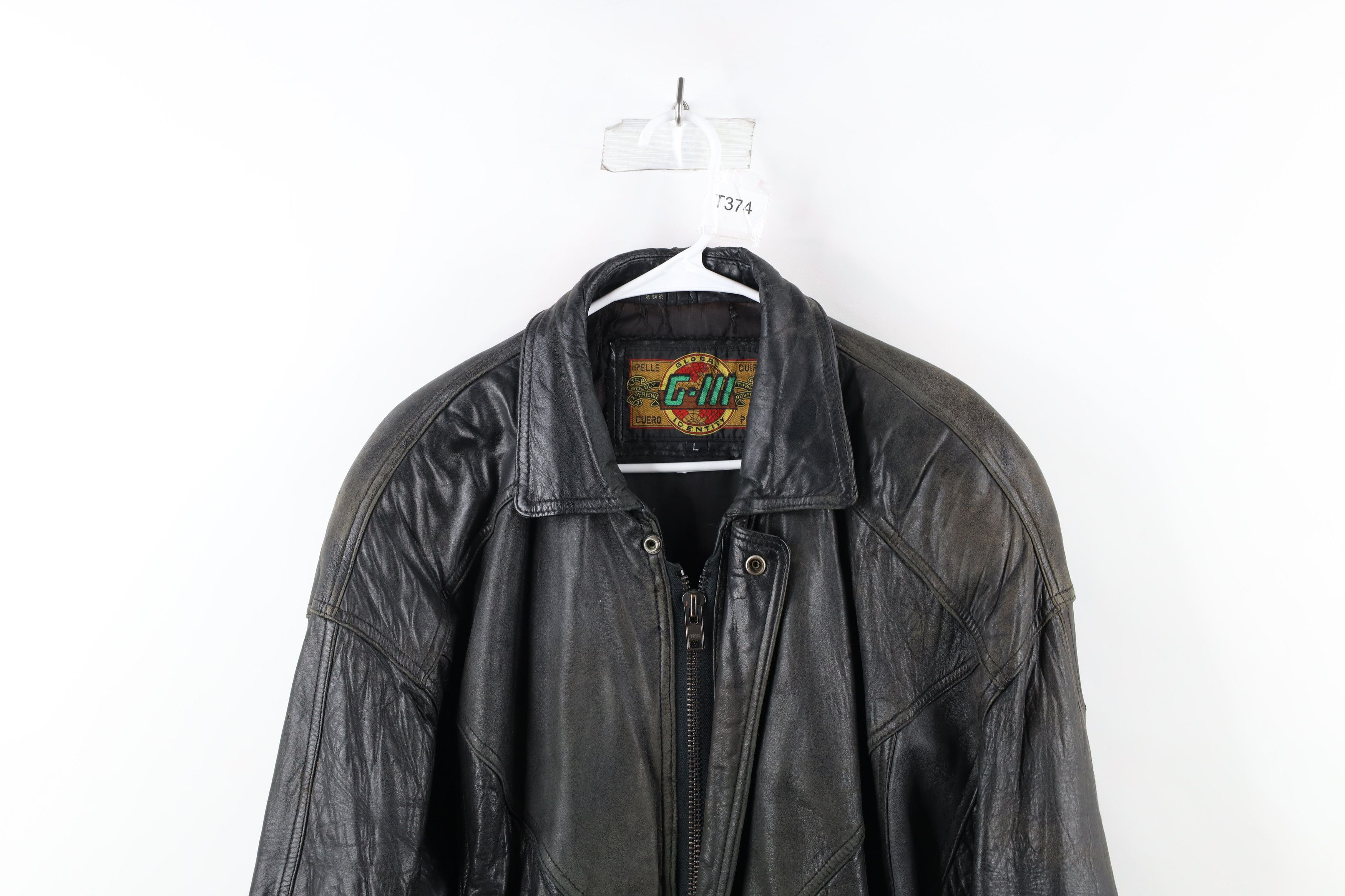 Vintage Vintage 90s Streetwear Full Zip Leather Bomber Jacket Black Size US L / EU 52-54 / 3 - 2 Thumbnail
