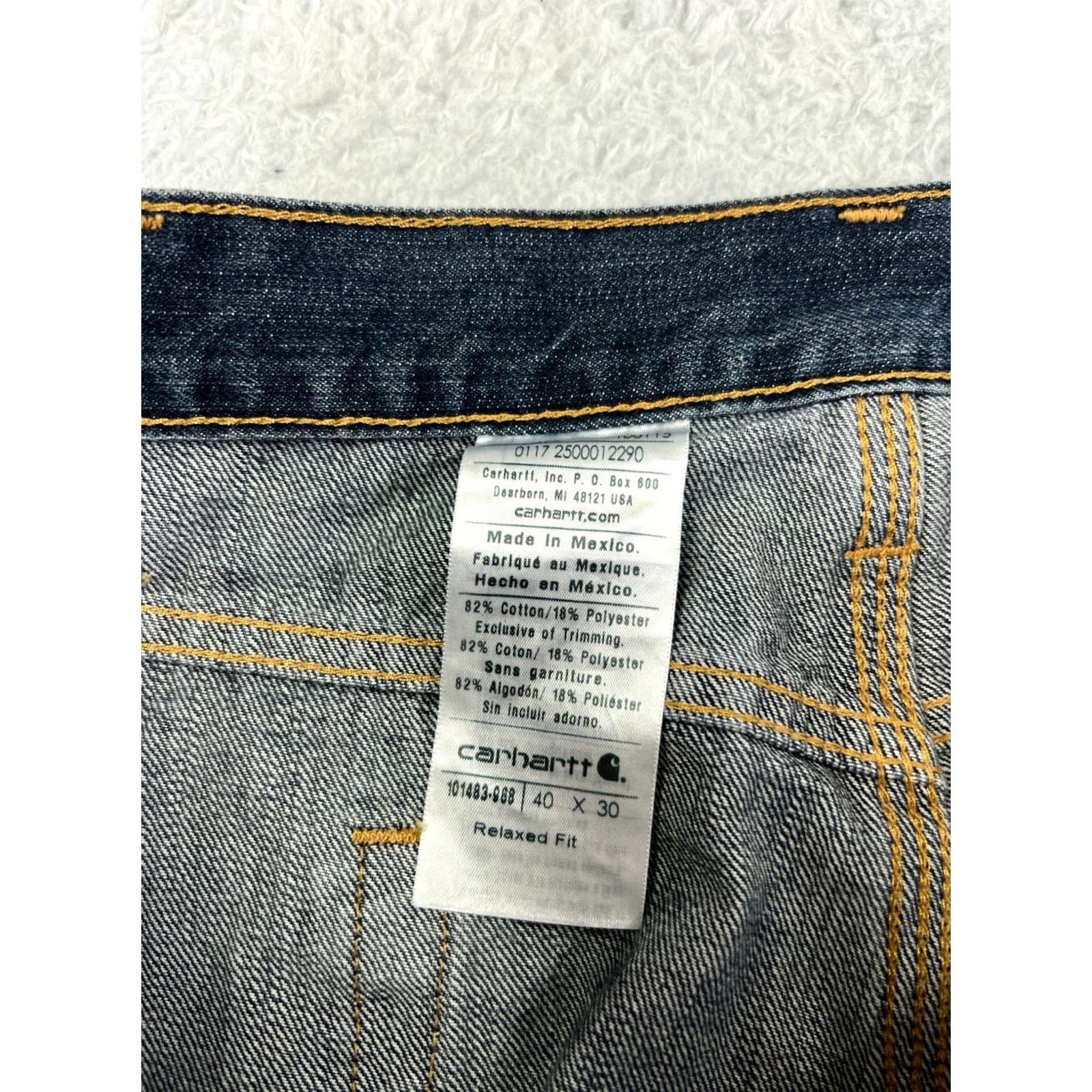 Carhartt Carhartt Jeans Mens 40 Blue Denim Relaxed Fit 40x30 Cotton Blend 5-Pocket Design Inseam 30 Bootcut Steel Hardware Mid Rise Button Zip Denim Size US 40 / EU 56 - 3 Thumbnail