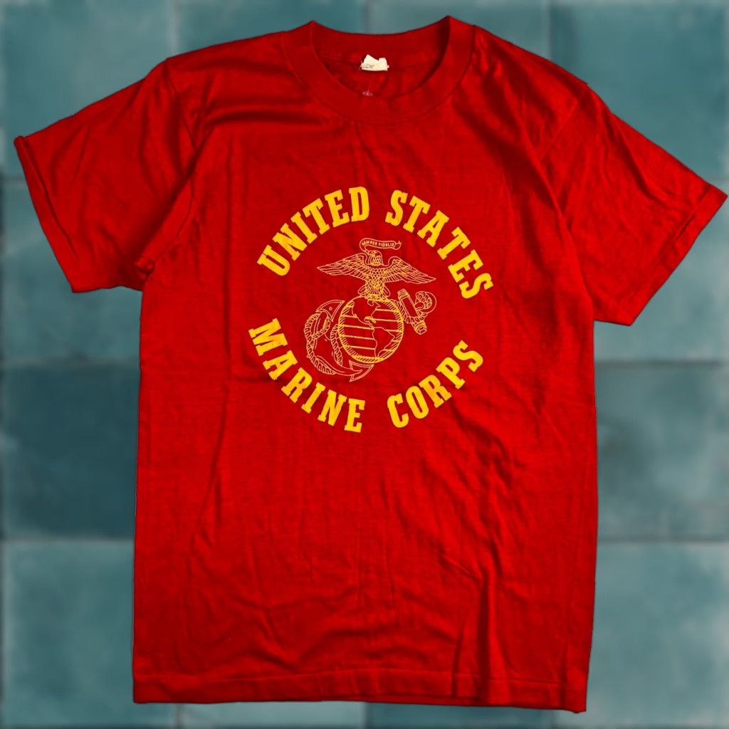 Vintage VINTAGE USMC 80s United States Marine Corps Shirt Medium Red Screen Stars Mens Size US M / EU 48-50 / 2 - 1 Thumbnail