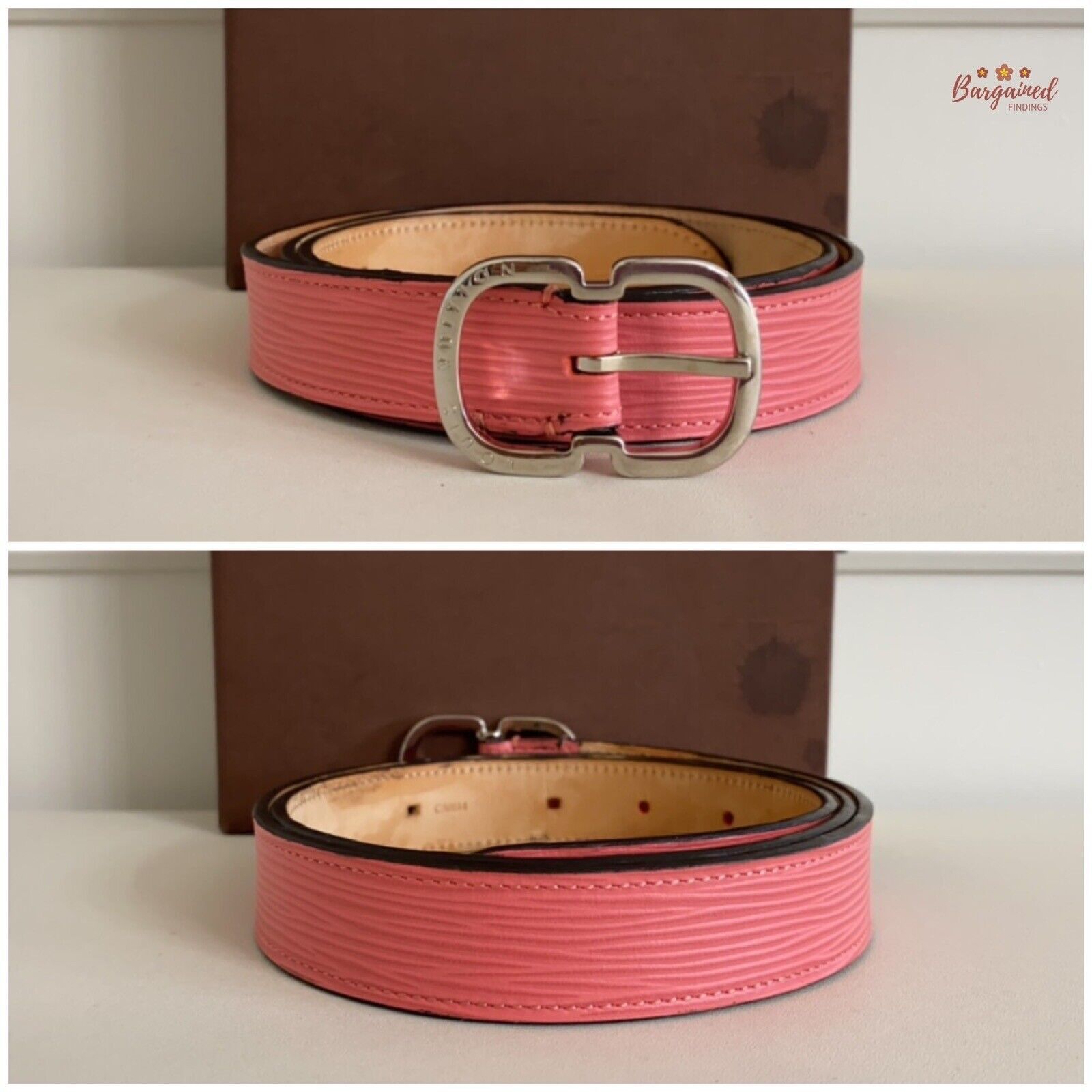 Louis Vuitton Louis Vuitton Pink Epi Leather Silver Butterfly Buckle Belt Size ONE SIZE - 2 Thumbnail