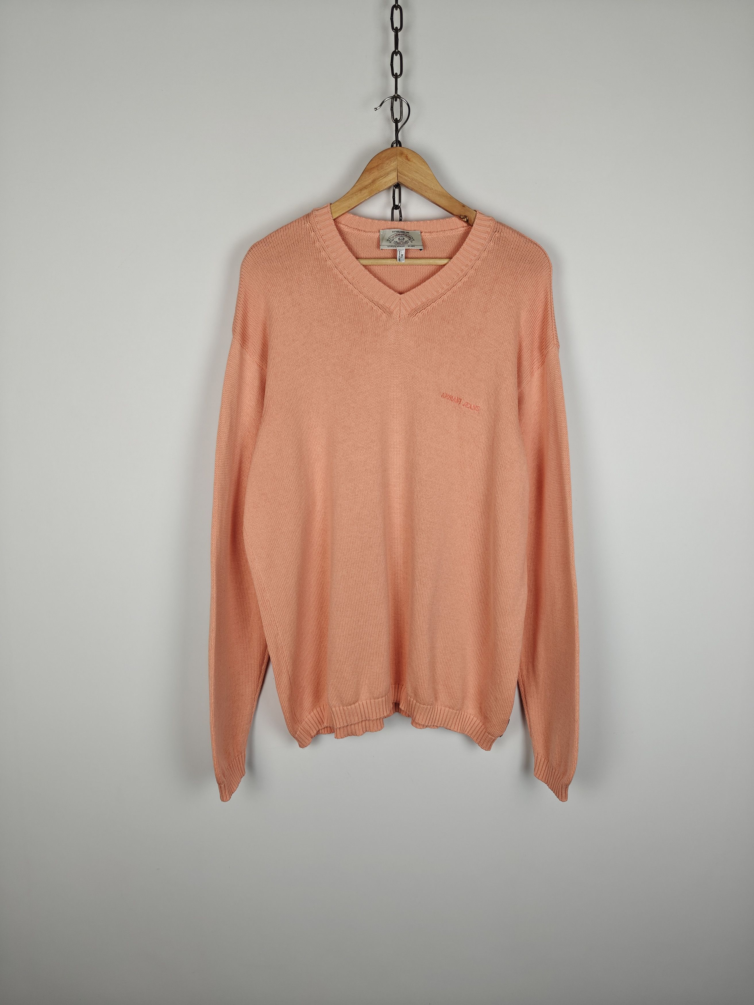 Armani Armani Jeans VTG Knit Sweater Orange Pullover XL Size US XL / EU 56 / 4 - 1 Thumbnail