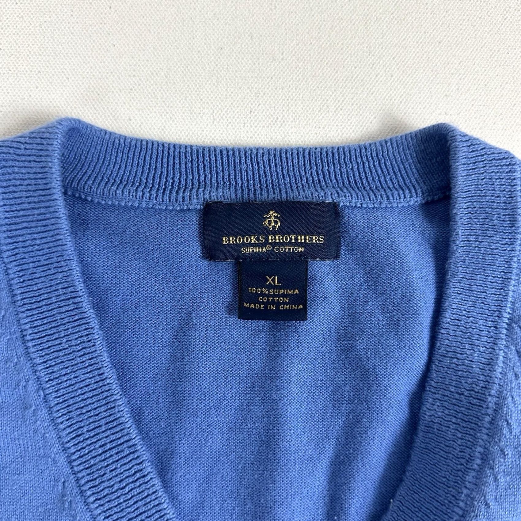Brooks Brothers Brooks Brothers Sweater Vest Mens XL V-Neck Blue Preppy Pullover Supima Cotton Knit Vest Regular Pocketless? Size US XL / EU 56 / 4 - 4 Thumbnail